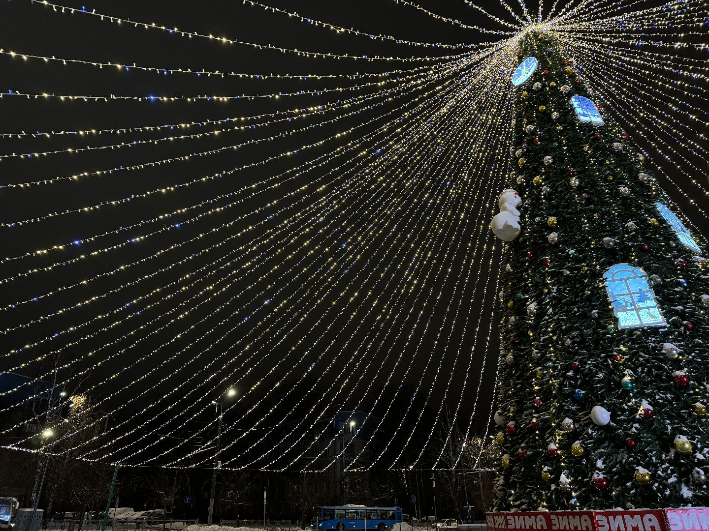новогоднее оформление, новогодние елки, иллюминация, зима в подмомсковье, зима в парках, Город видное, вертикалки
