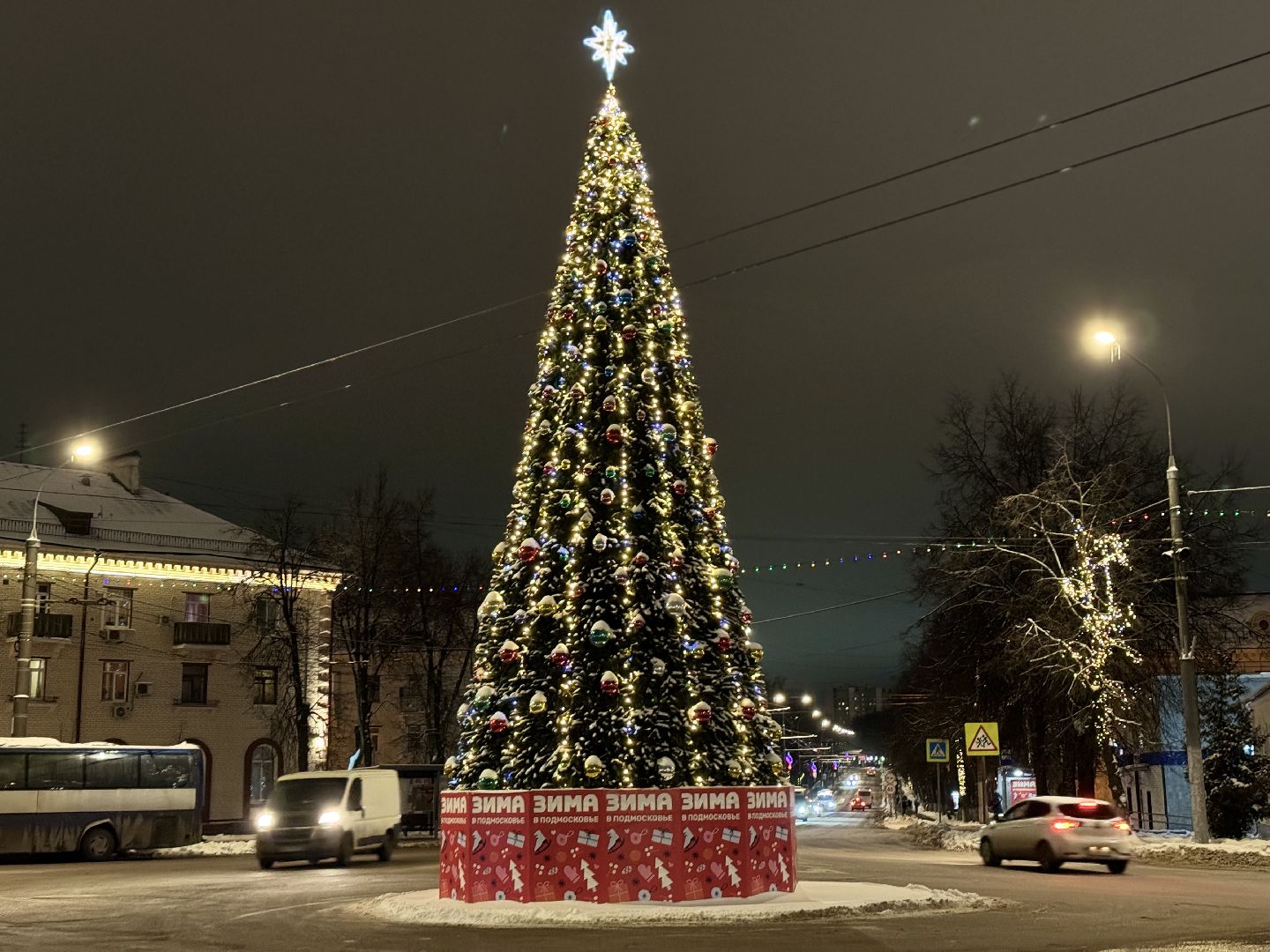 новогоднее оформление, новогодние елки, иллюминация, зима в подмомсковье, зима в парках, Город видное, вертикалки