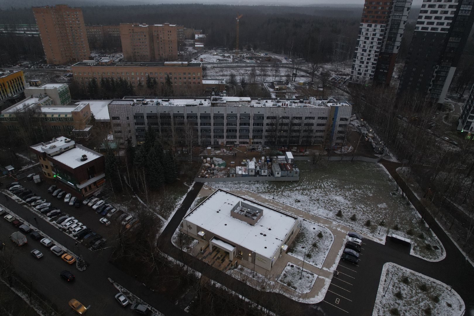 видео с коптера, одинцово, строительство, больница,