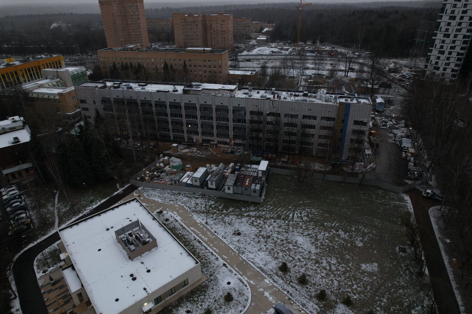 видео с коптера, одинцово, строительство, больница,