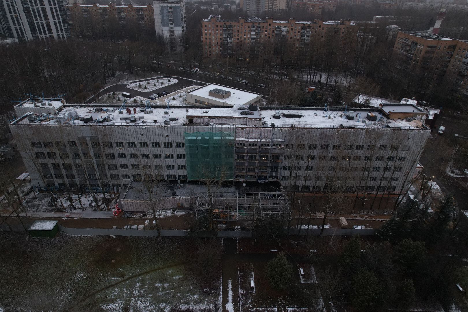 видео с коптера, одинцово, строительство, больница,