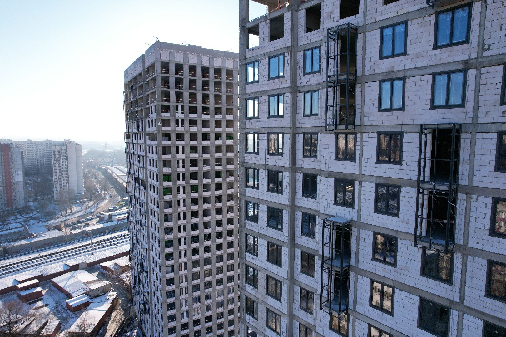 видео с коптера, строительство, реутов, жилой дом,