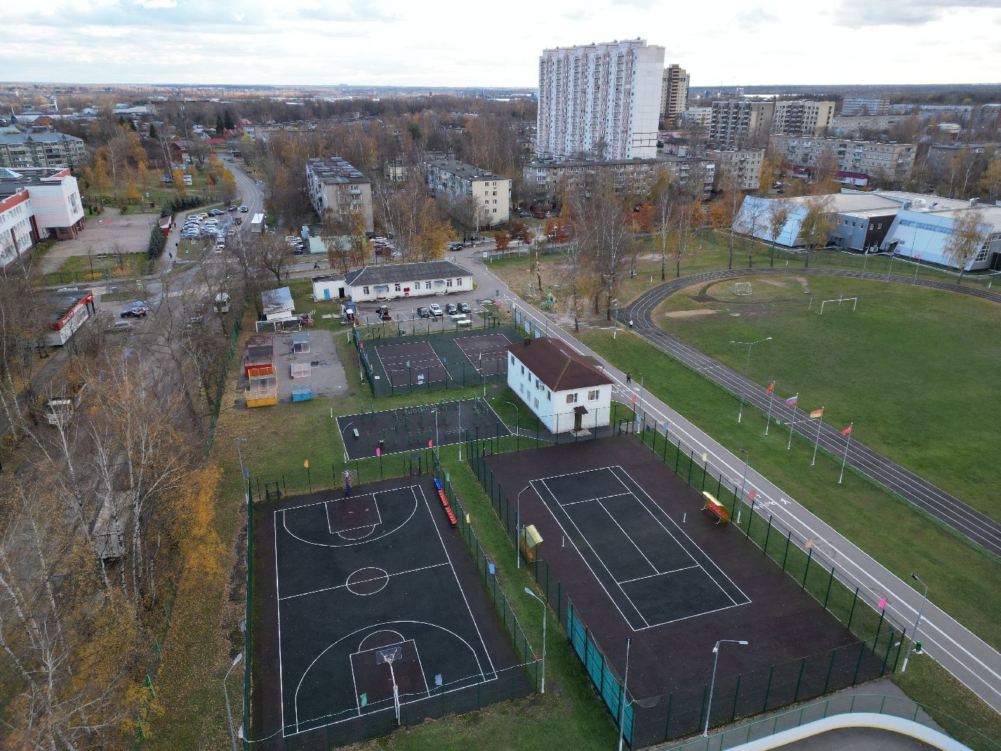 видео с коптера, старая купавна, стадион, реконструкция, строительство,