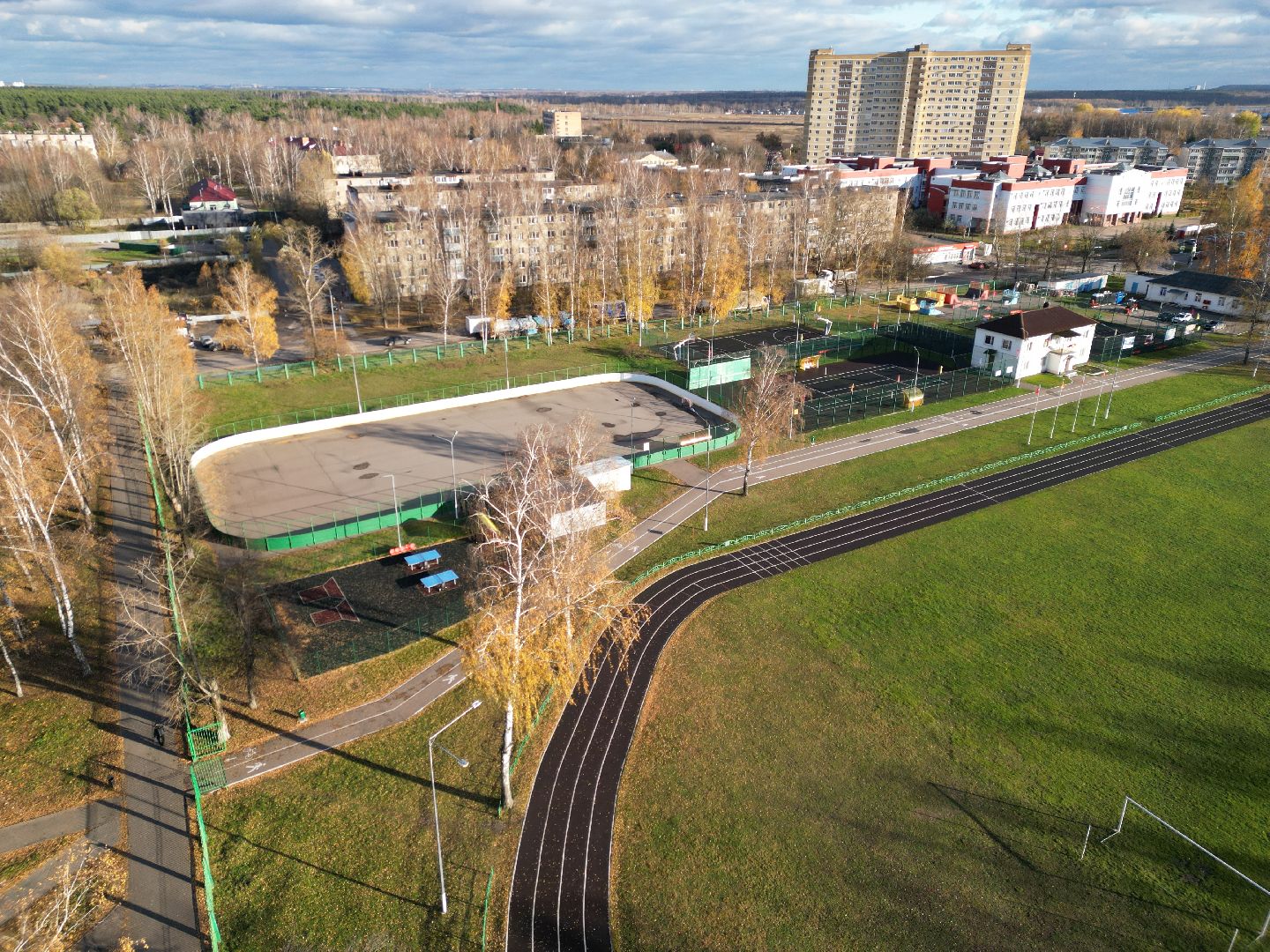 видео с коптера, старая купавна, стадион, реконструкция, строительство,