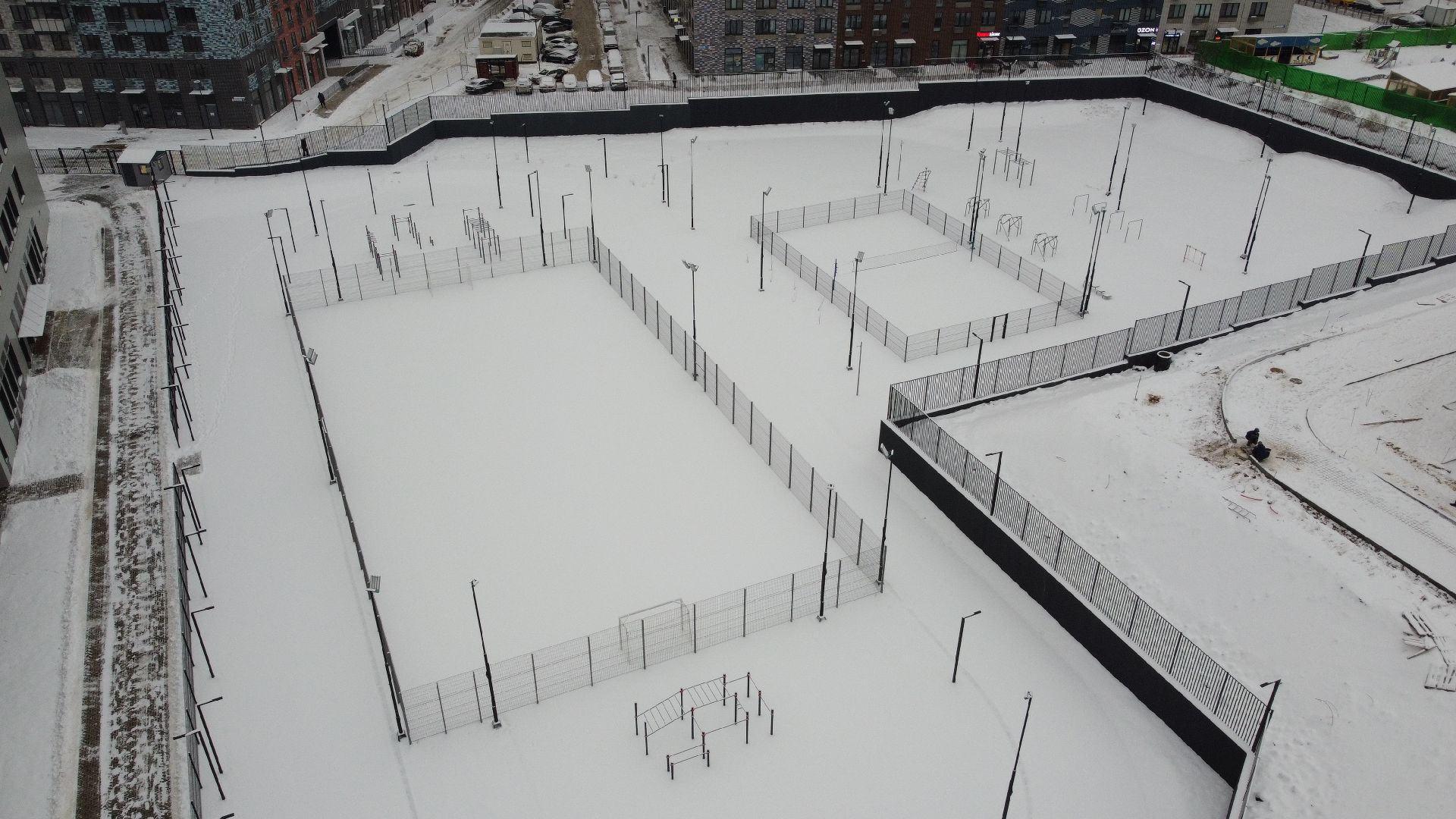 видео с коптера, школа, строительство,