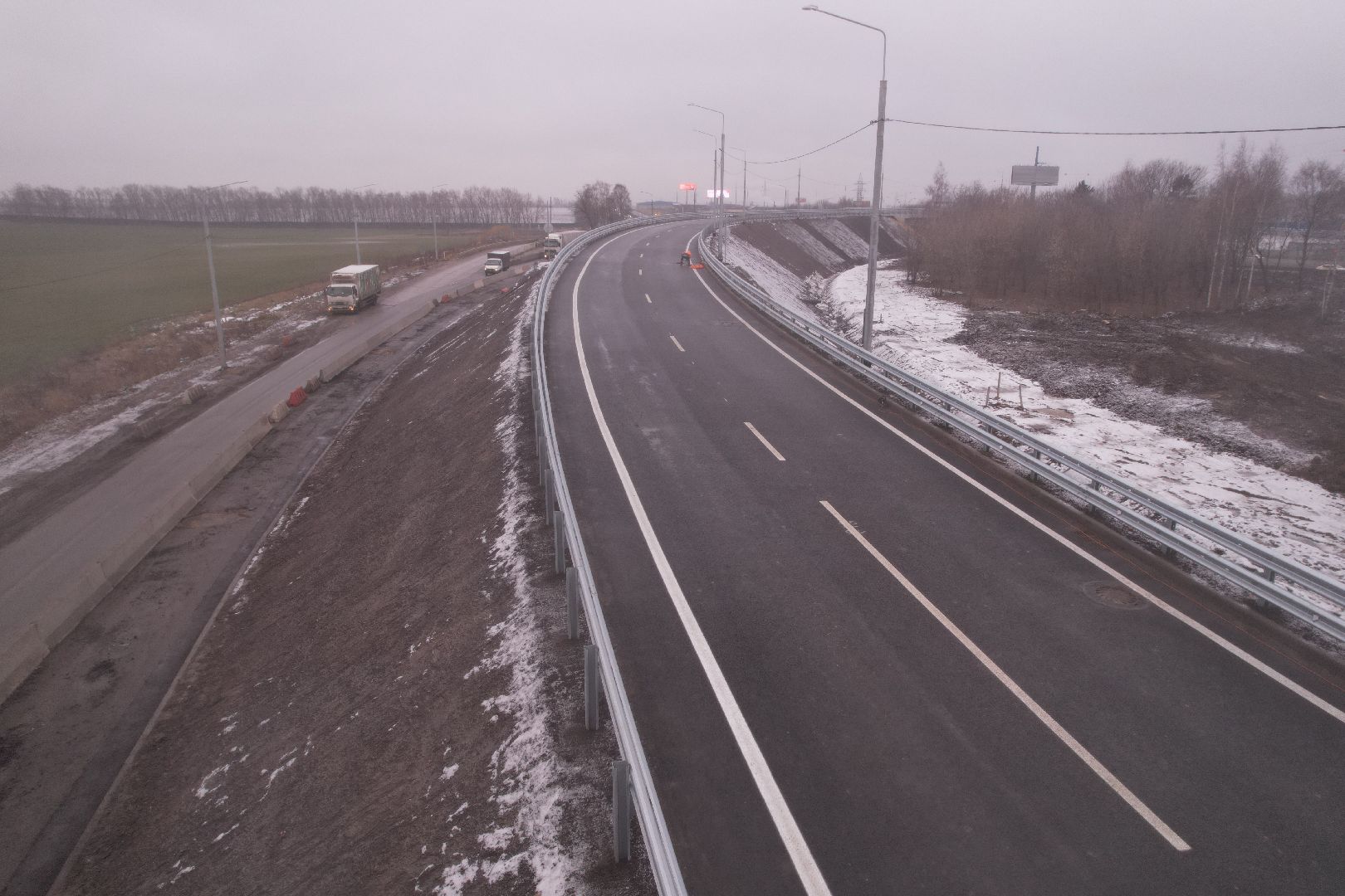 видео с коптера, дороги, строительство,