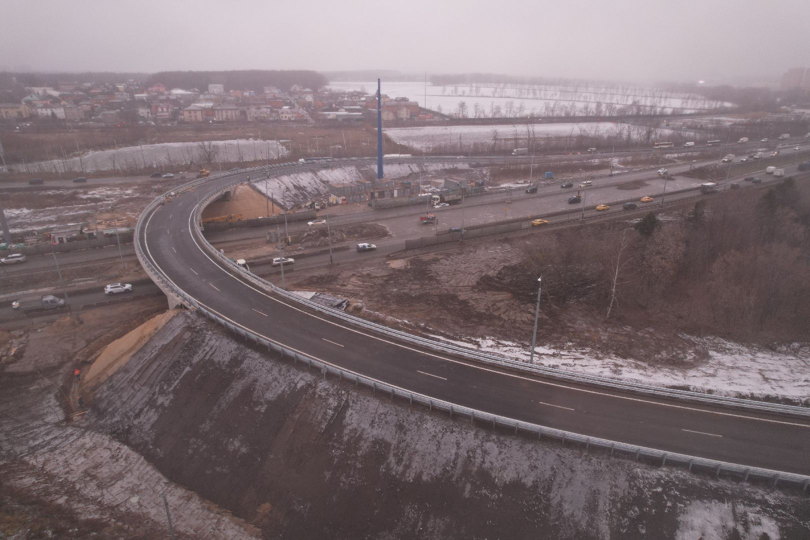 видео с коптера, дороги, строительство,