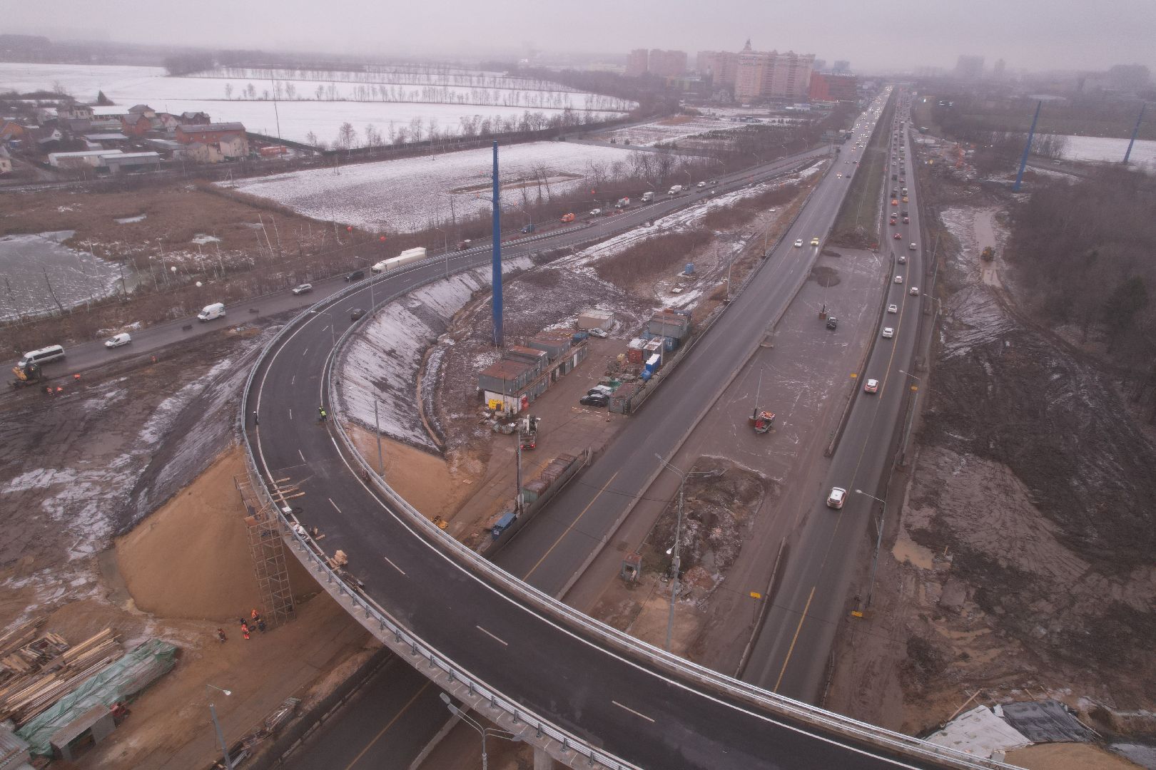 видео с коптера, дороги, строительство,