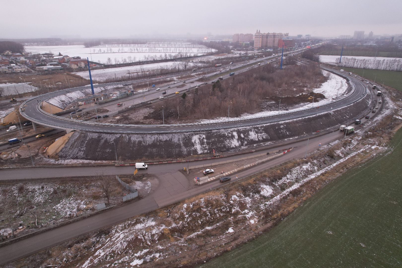видео с коптера, дороги, строительство,