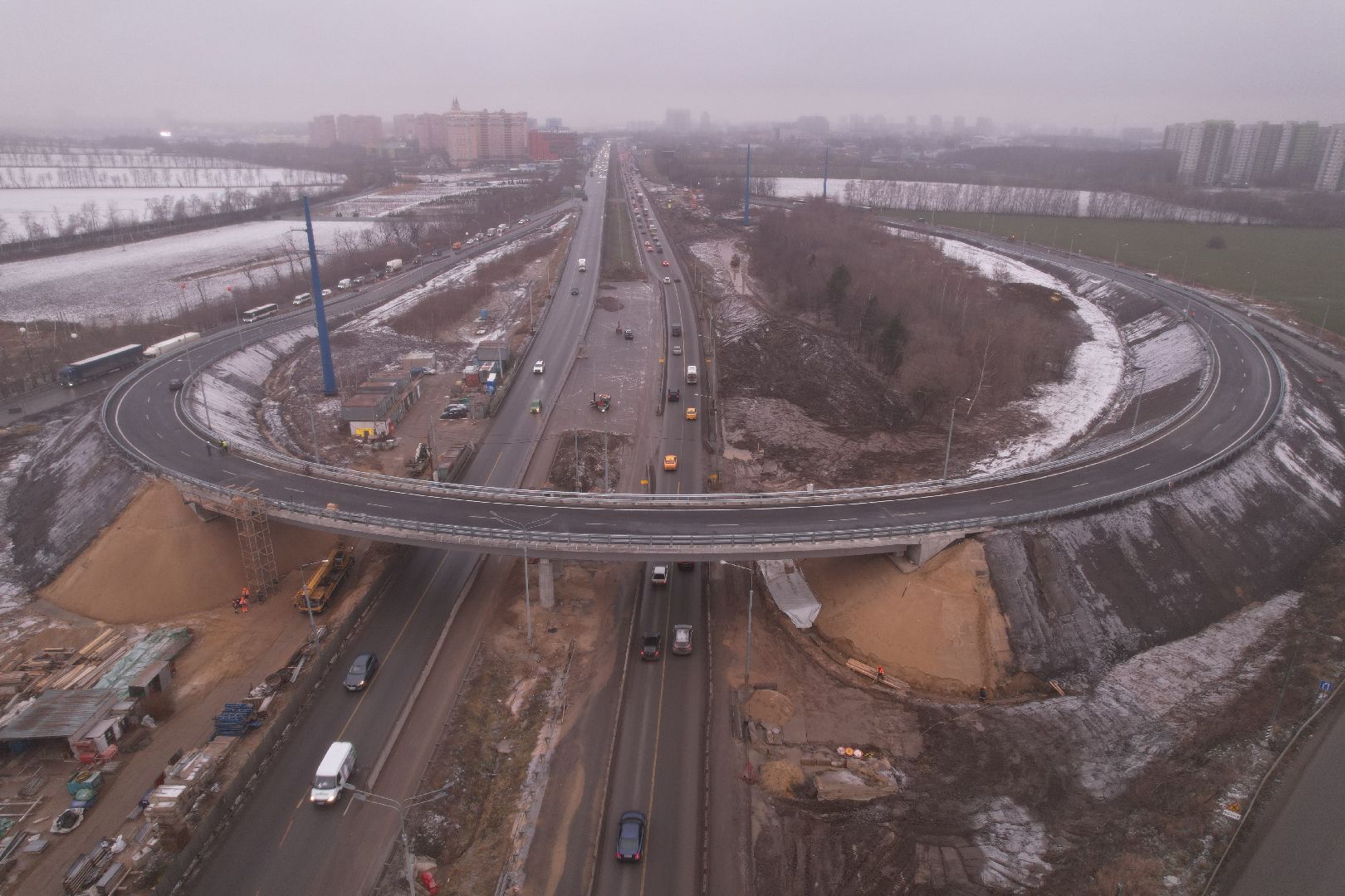 видео с коптера, дороги, строительство,