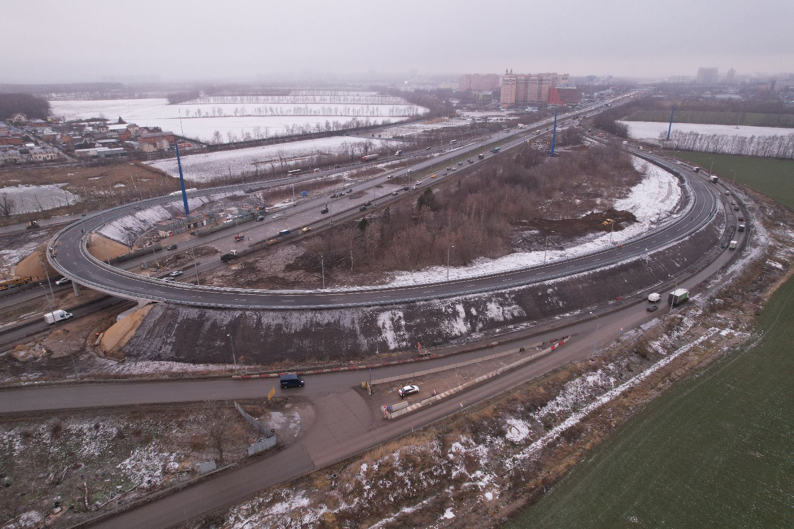 видео с коптера, дороги, строительство,