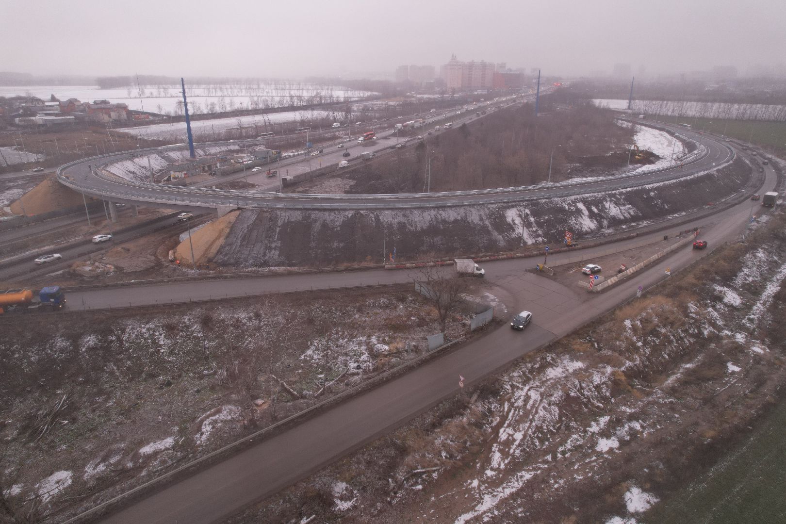 видео с коптера, дороги, строительство,