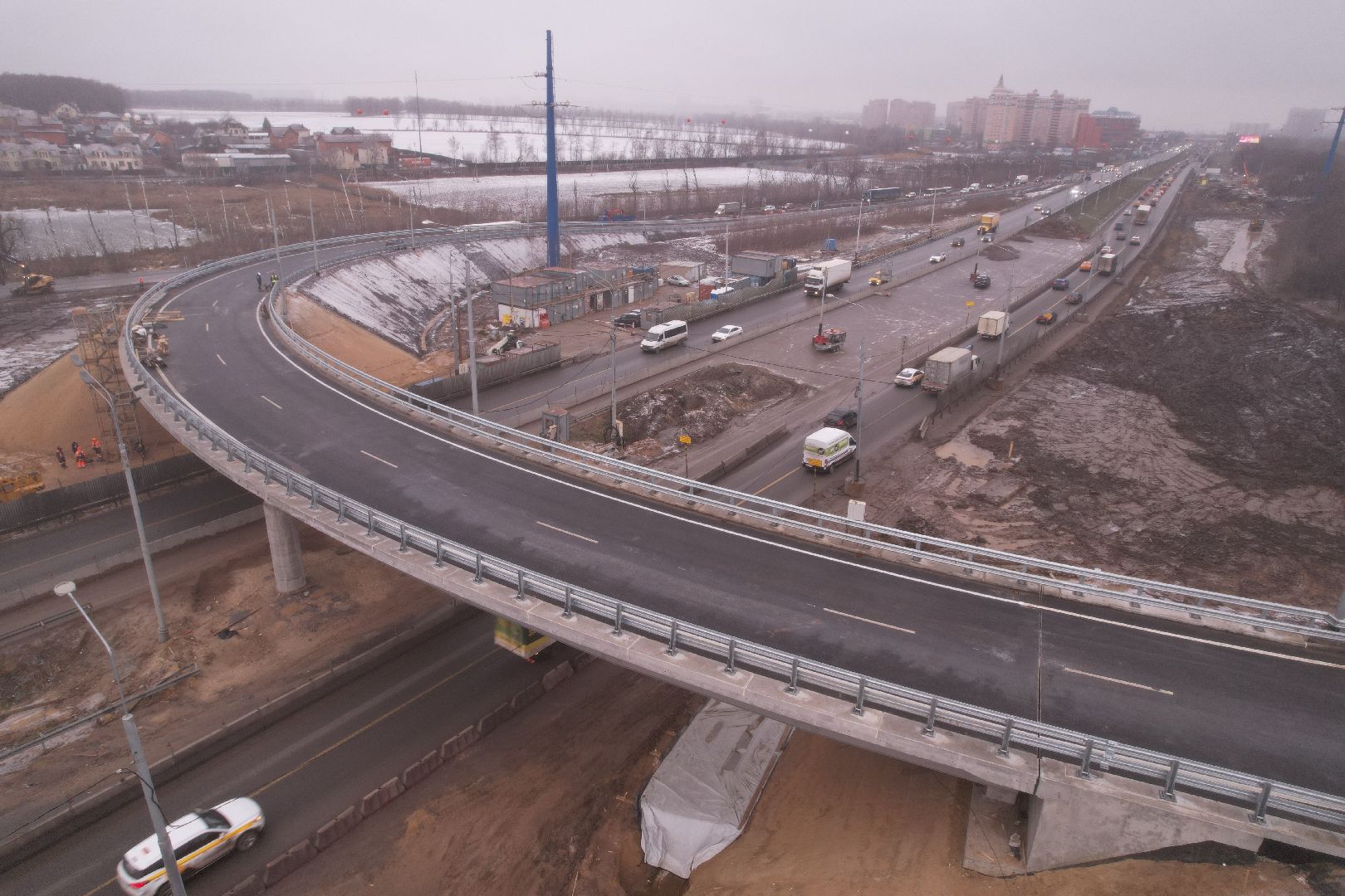 видео с коптера, дороги, строительство,