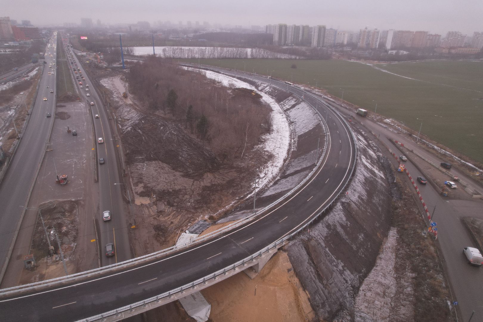 видео с коптера, дороги, строительство,