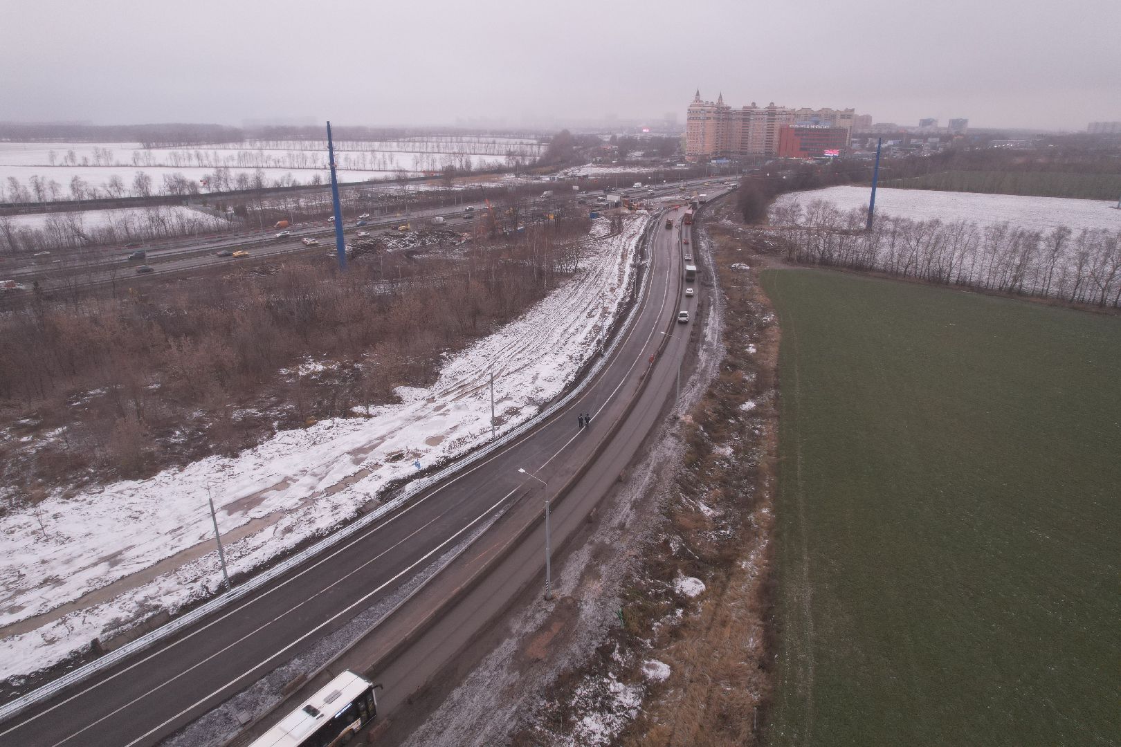 видео с коптера, дороги, строительство,