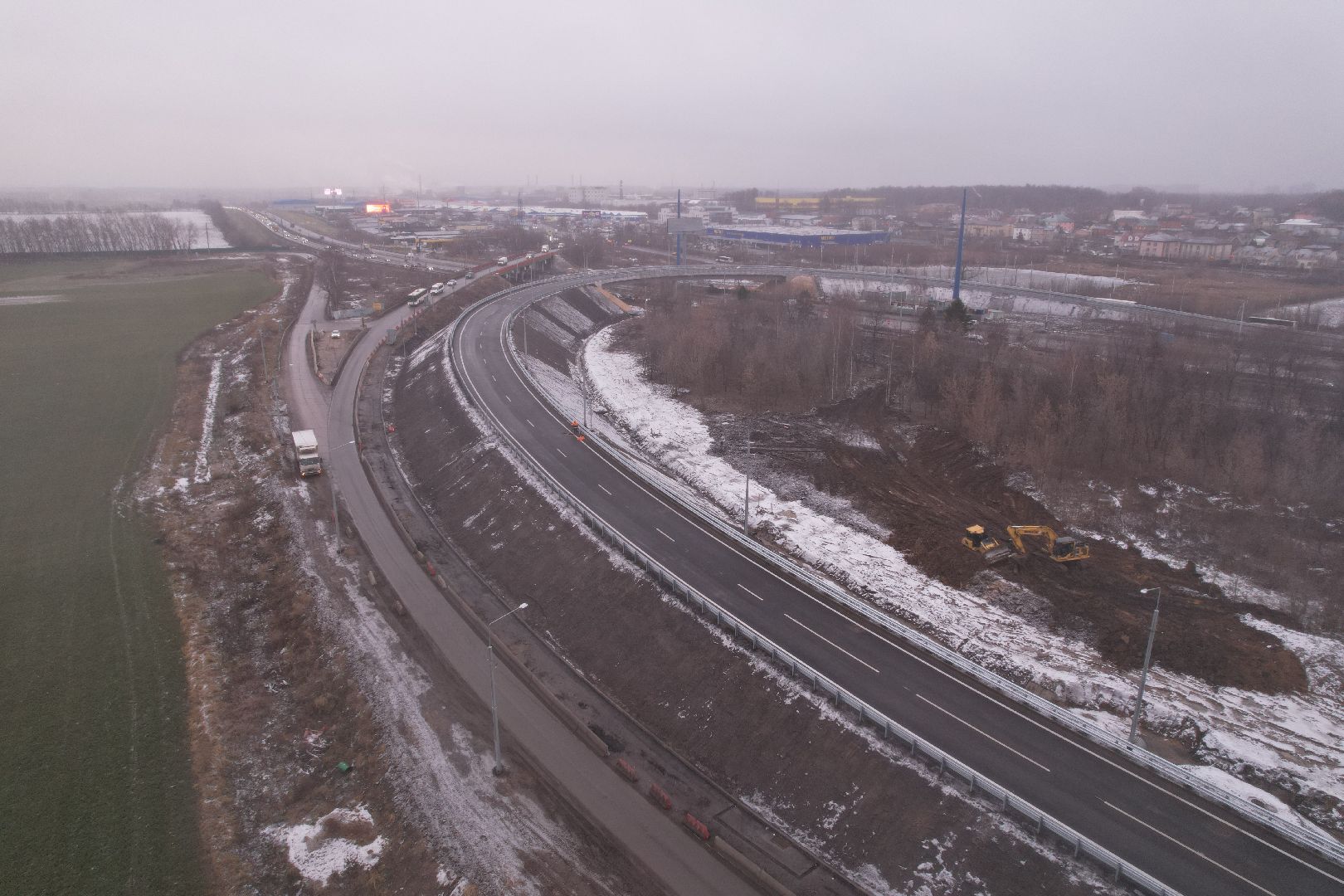 видео с коптера, дороги, строительство,