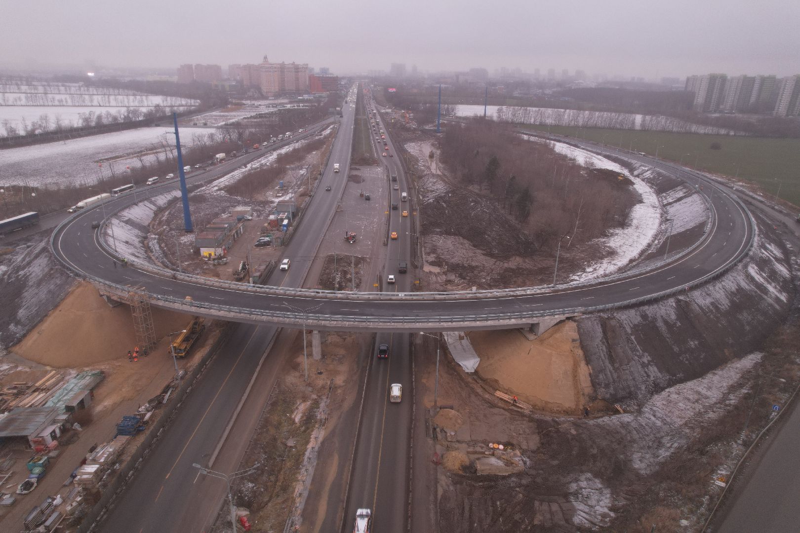 видео с коптера, дороги, строительство,