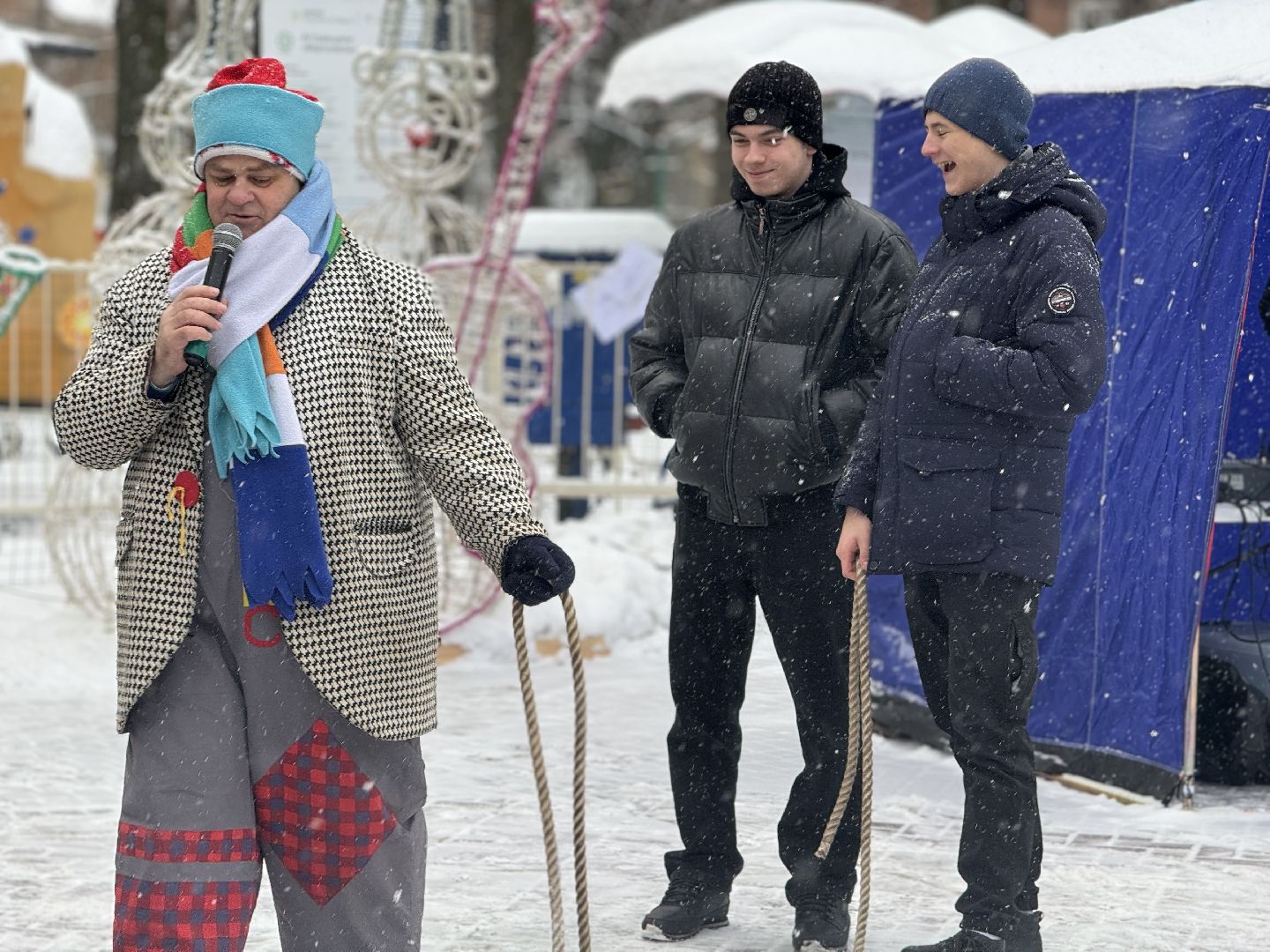 зима в подмомсковье, парки баранки, клоун Алекс, самоварная станция,Новогодняя ярмарка,праздничное мероприятие,