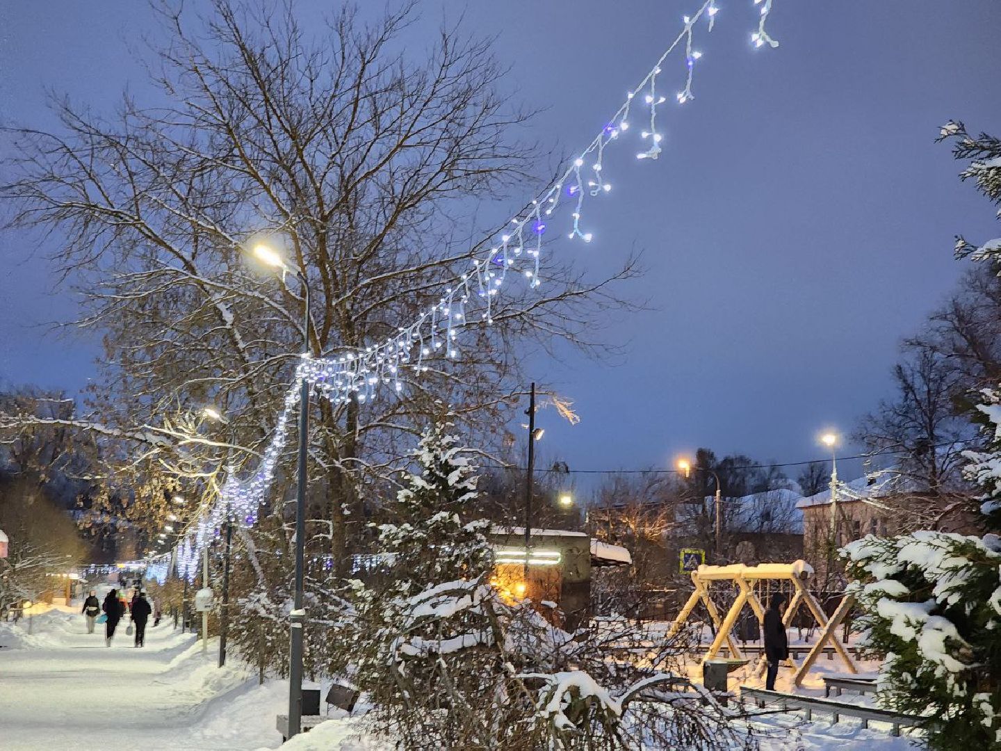 Солнечногорск, Городской парк, Жители, Озеро, Иллюминация, вертикалки