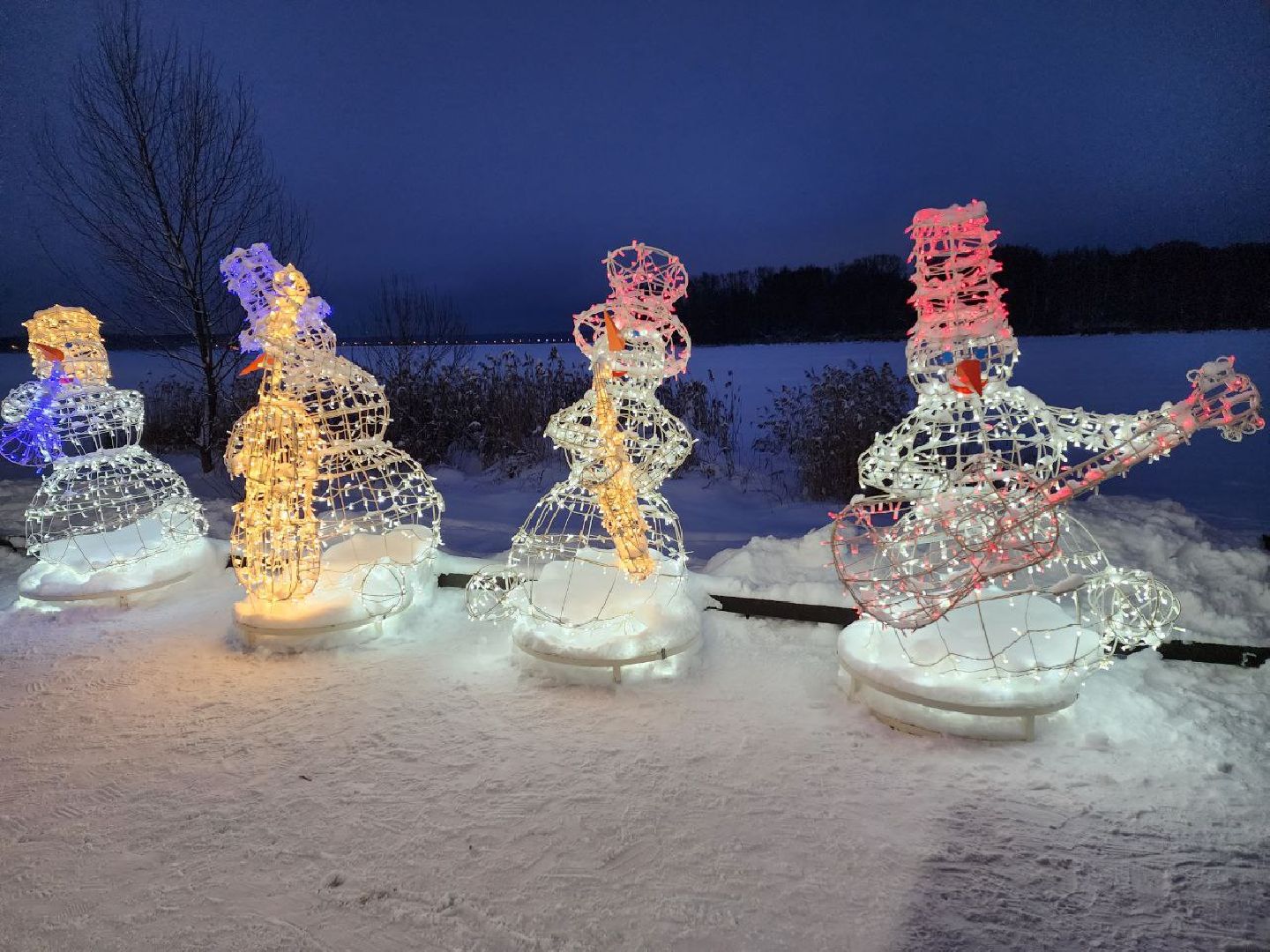 Солнечногорск, Городской парк, Жители, Озеро, Иллюминация, вертикалки