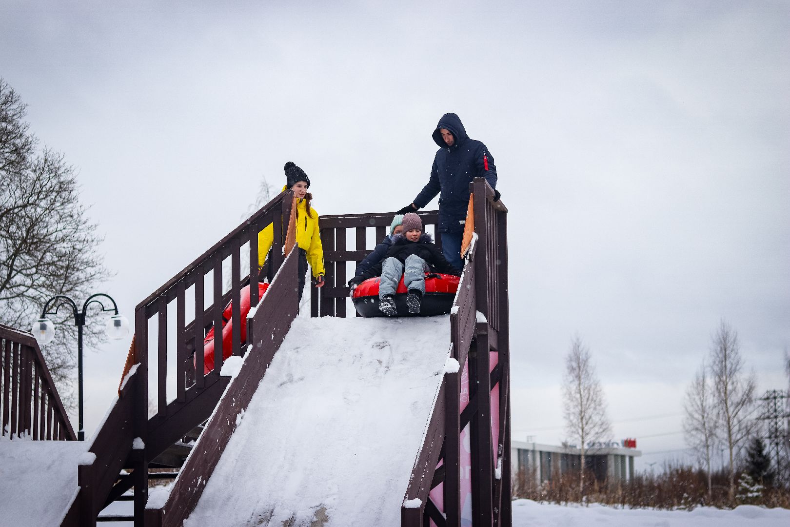 Клин, общество, тюбинговые горки, ВЕРТИКАЛКИ, зима в подмосковье,