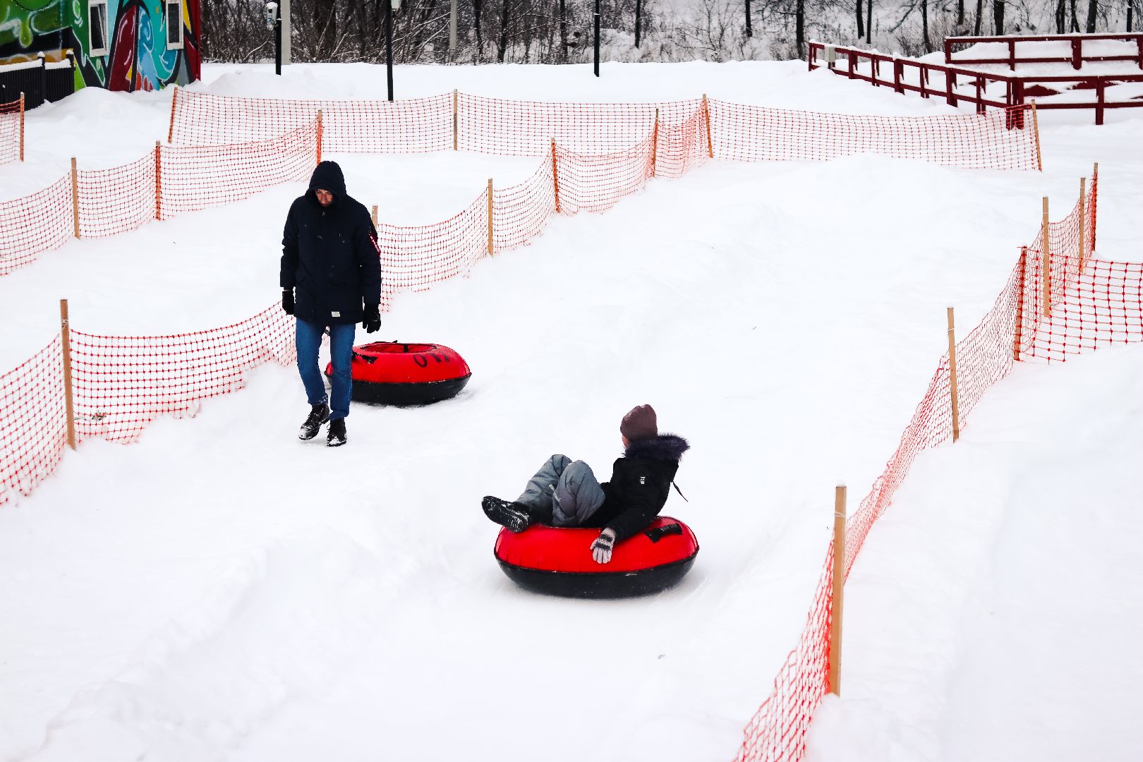 Клин, общество, тюбинговые горки, ВЕРТИКАЛКИ, зима в подмосковье,