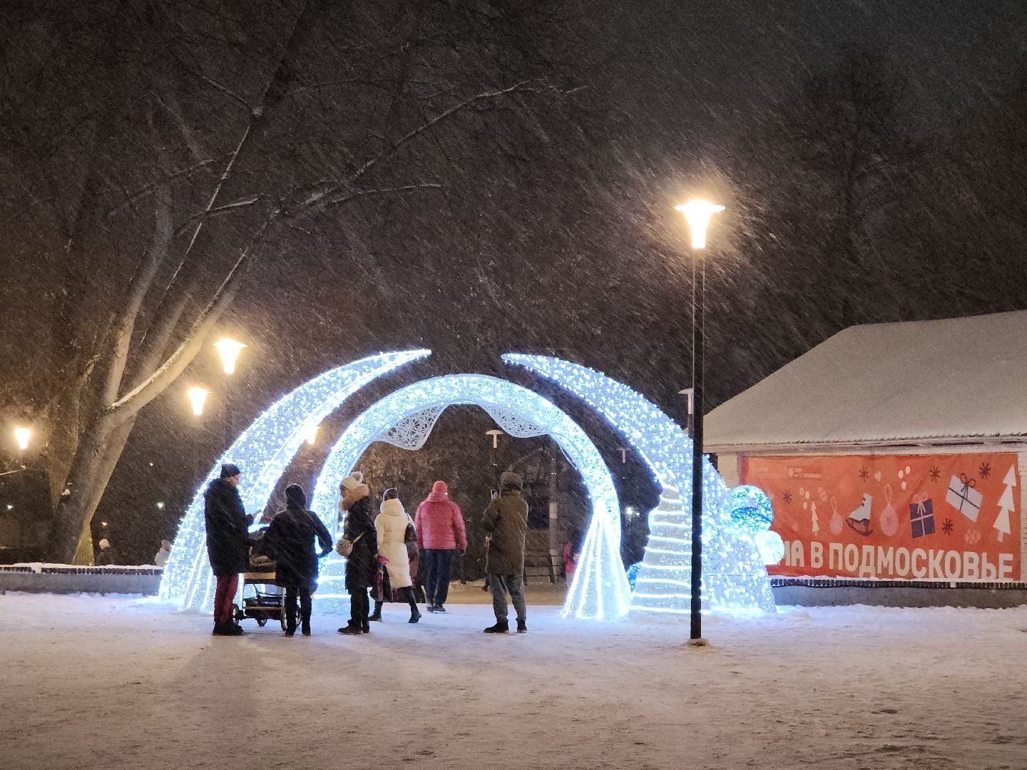 подольск, парк имени талалихина, новогоднее украшение, зима в подмосковье, вертикалка,