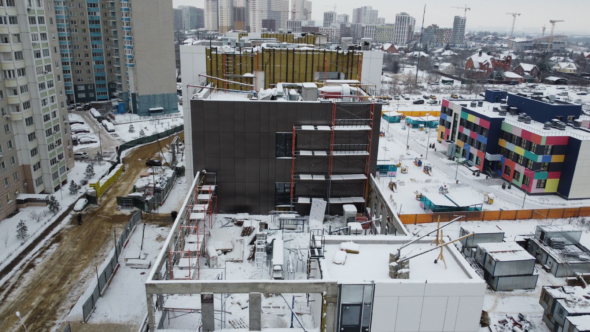 видео с коптера, строительство, поликлиника, ленинский городской округ,