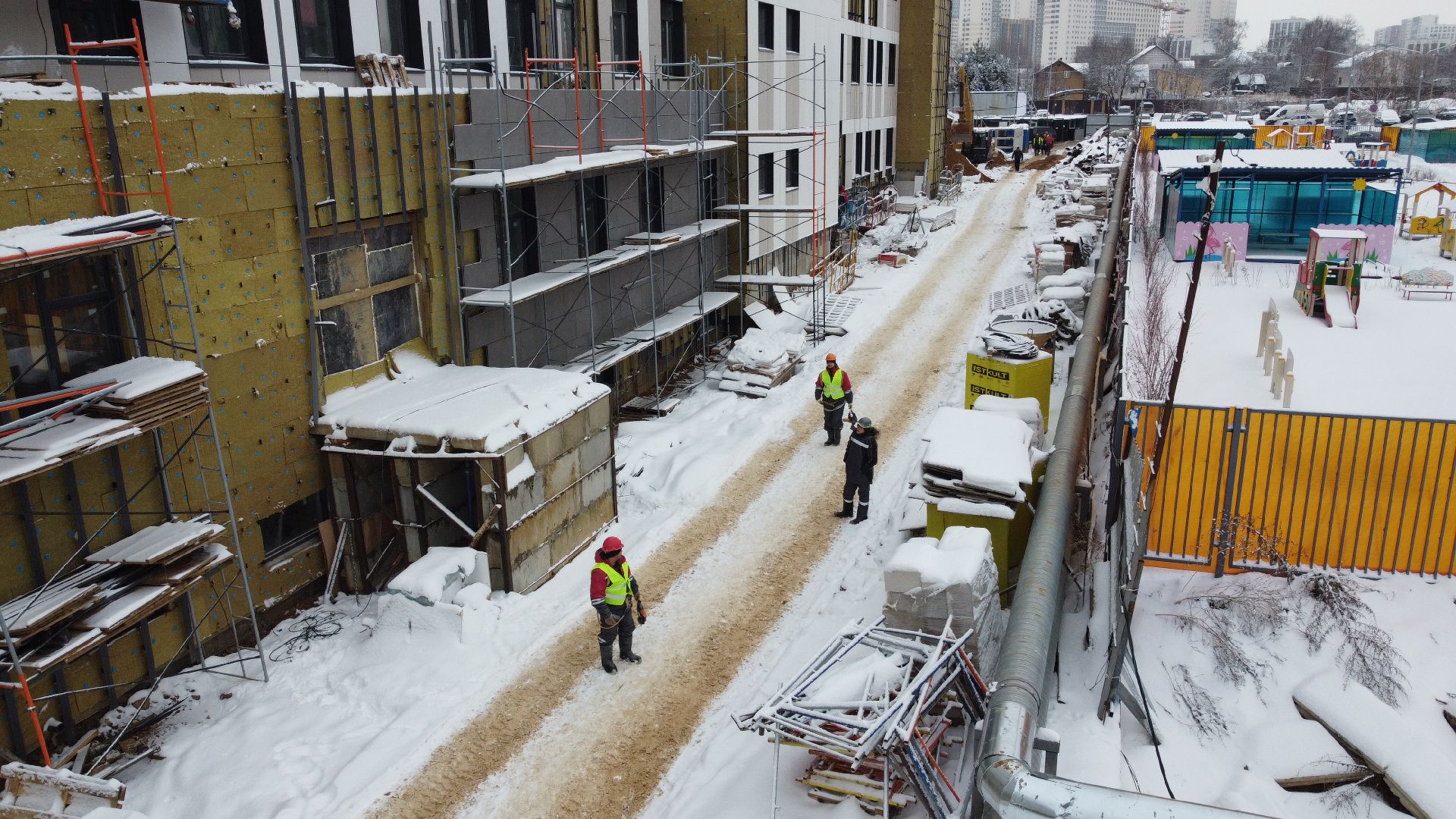 видео с коптера, строительство, поликлиника, ленинский городской округ,
