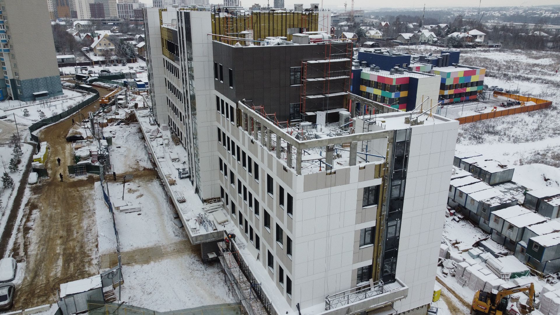 видео с коптера, строительство, поликлиника, ленинский городской округ,