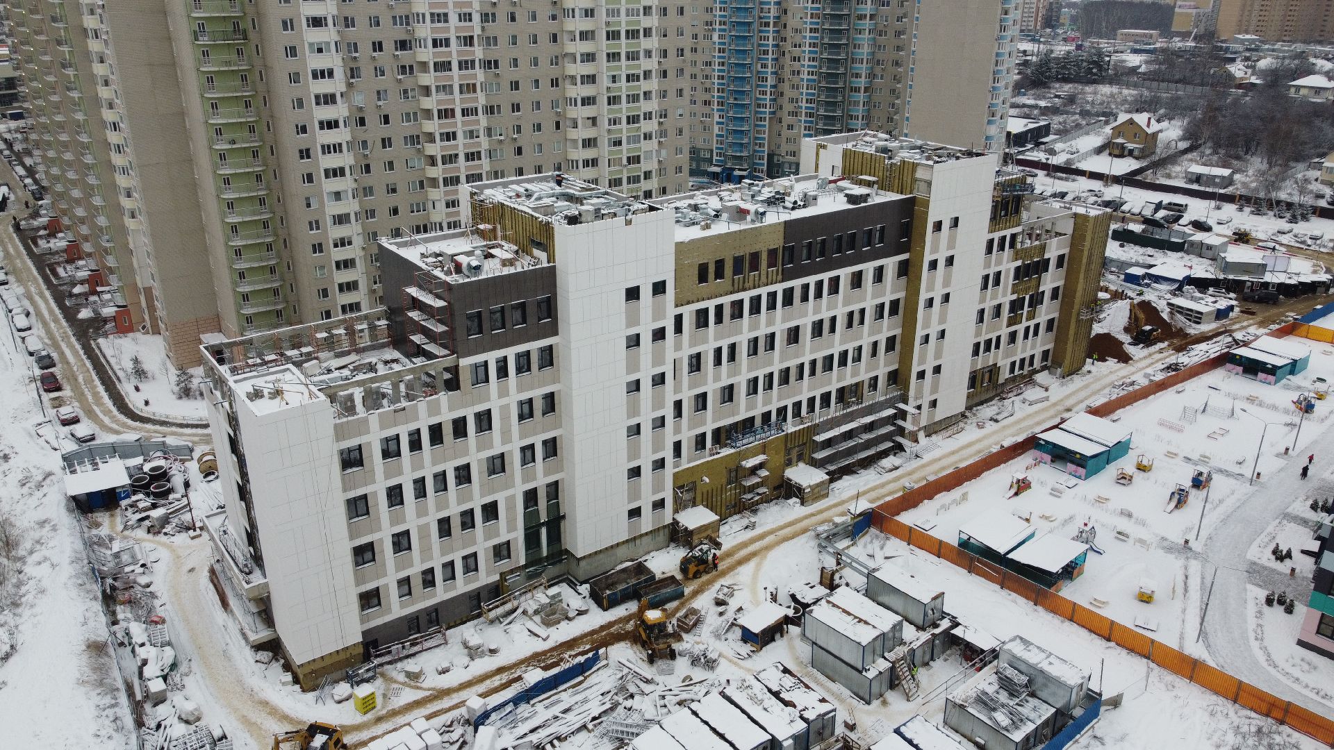 видео с коптера, строительство, поликлиника, ленинский городской округ,