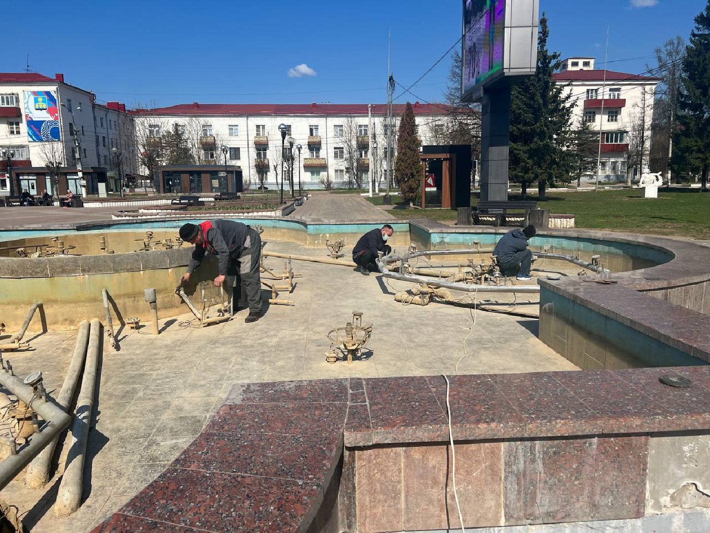 Солнечногорск, советская площадь, фонтан, открытие, работы