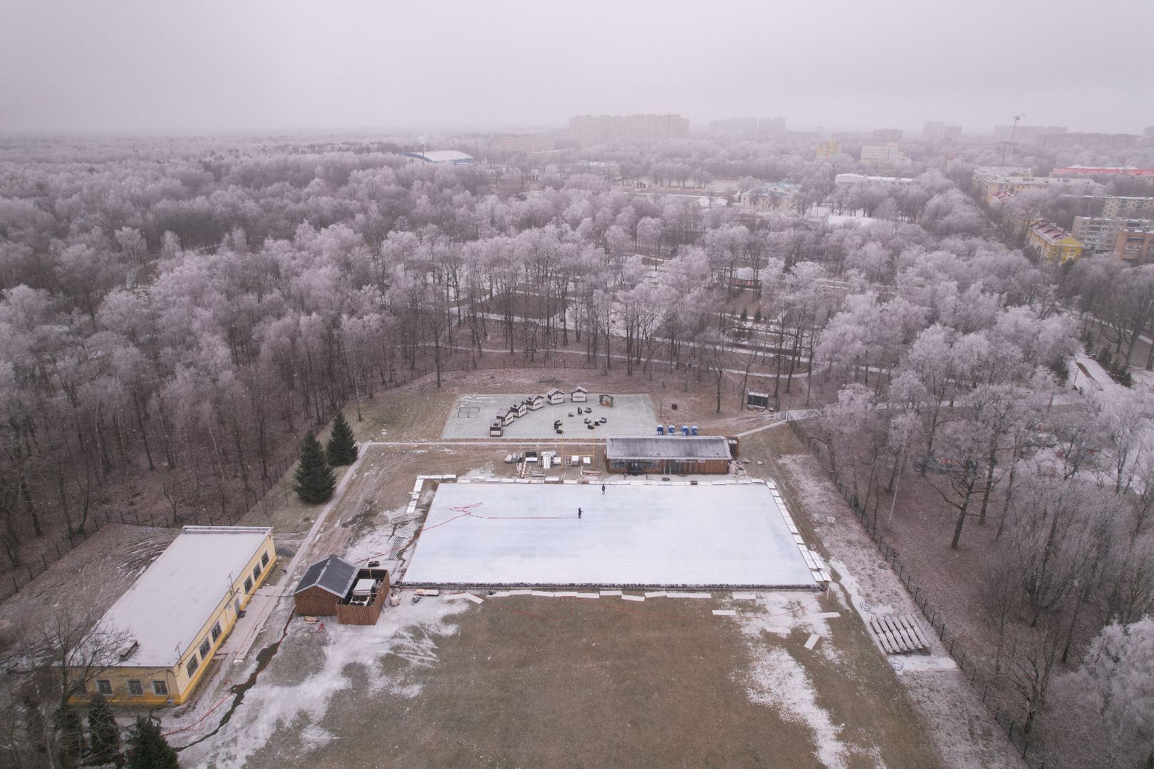 видео с коптера, благоустройство, каток, ступино,