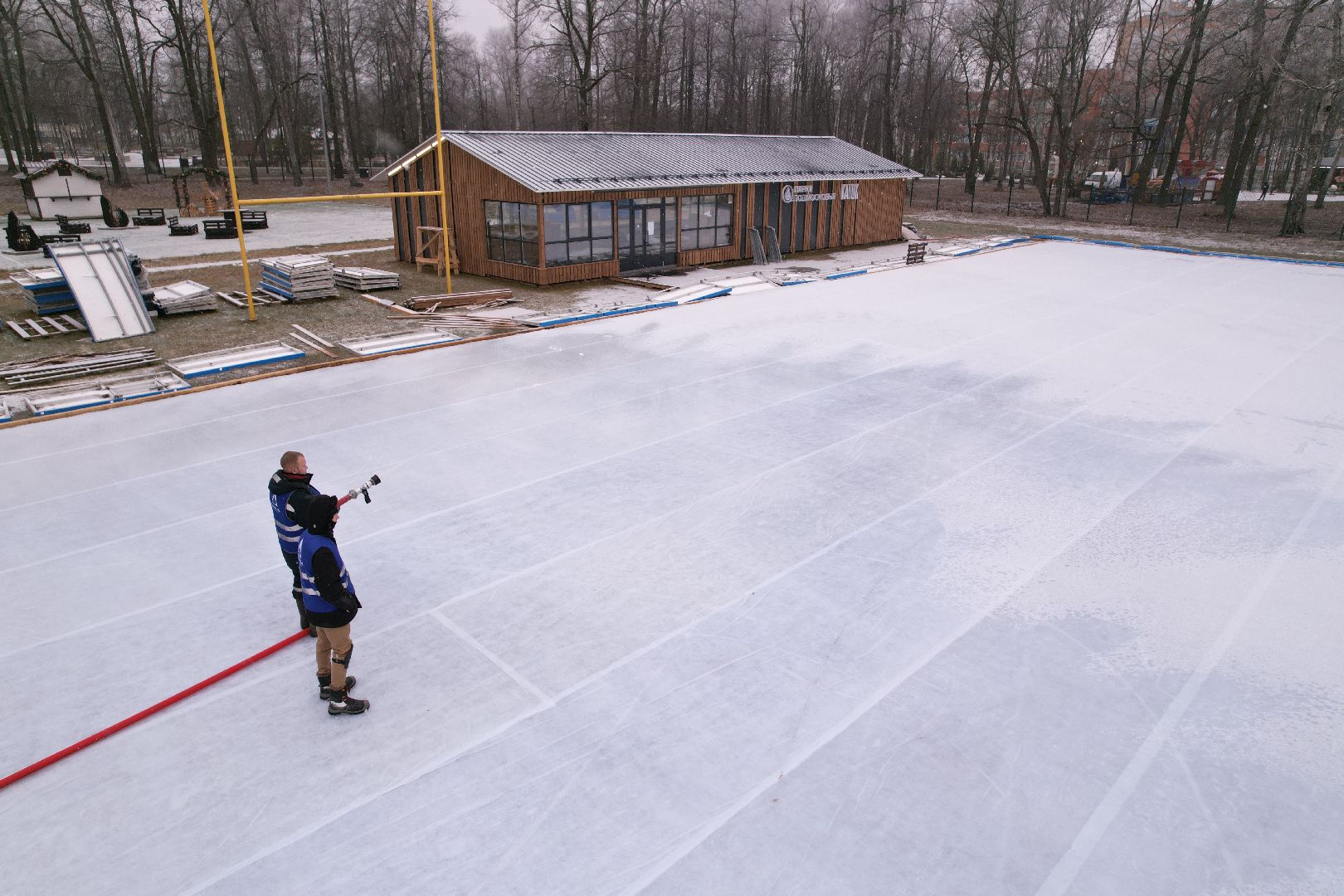 видео с коптера, благоустройство, каток, ступино,