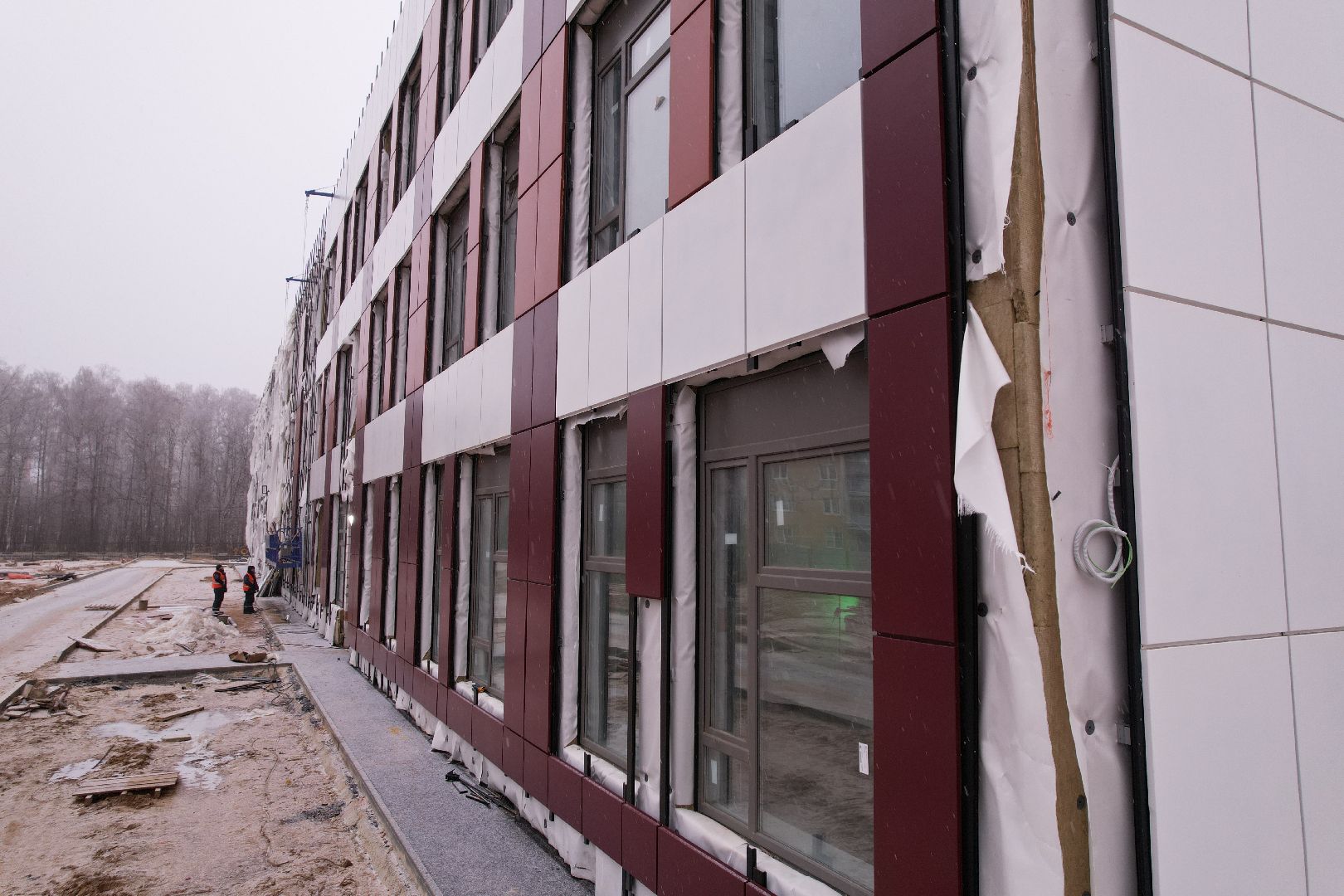 видео с коптера, ступино, школа, строительство,