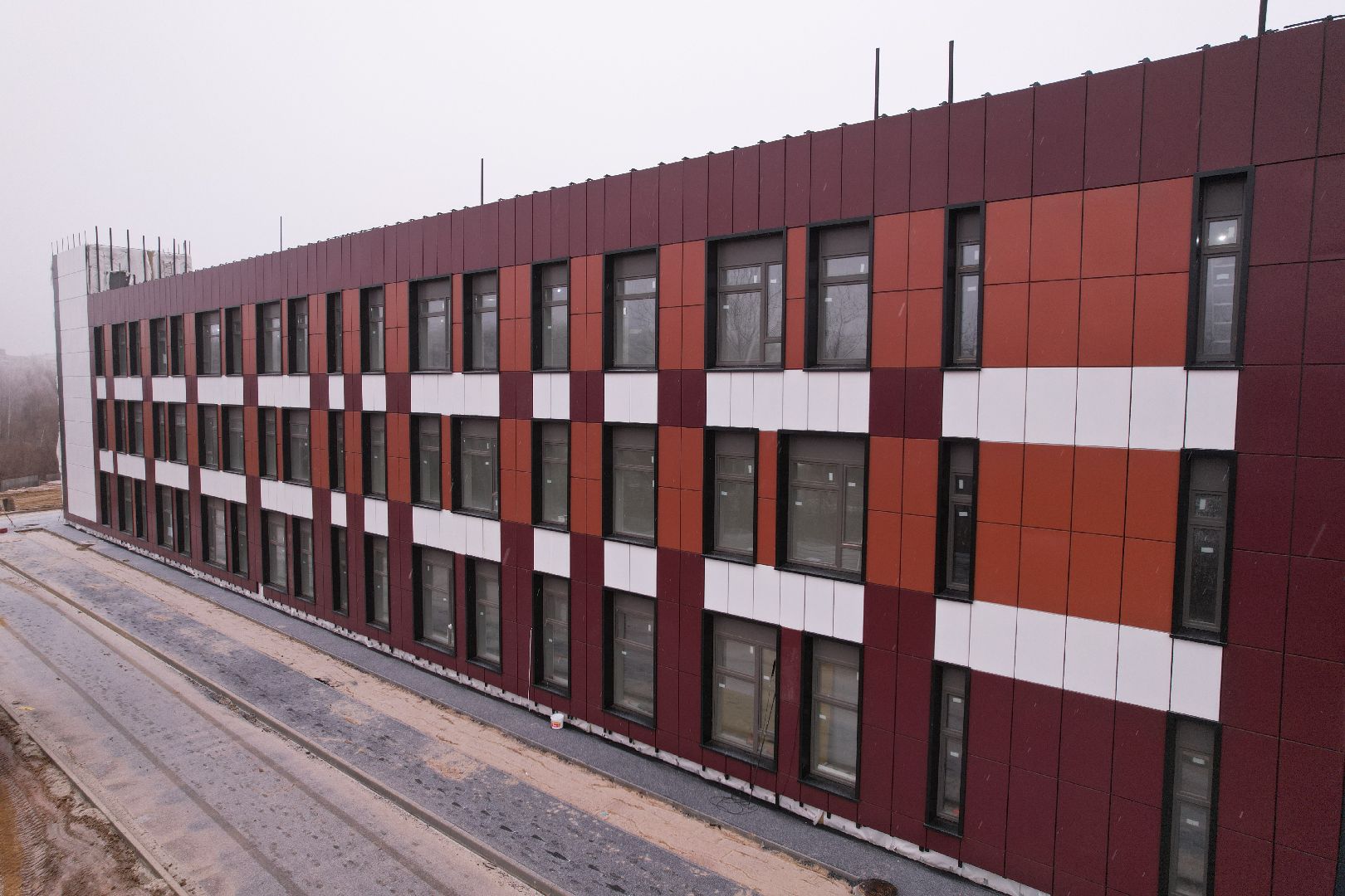 видео с коптера, ступино, школа, строительство,