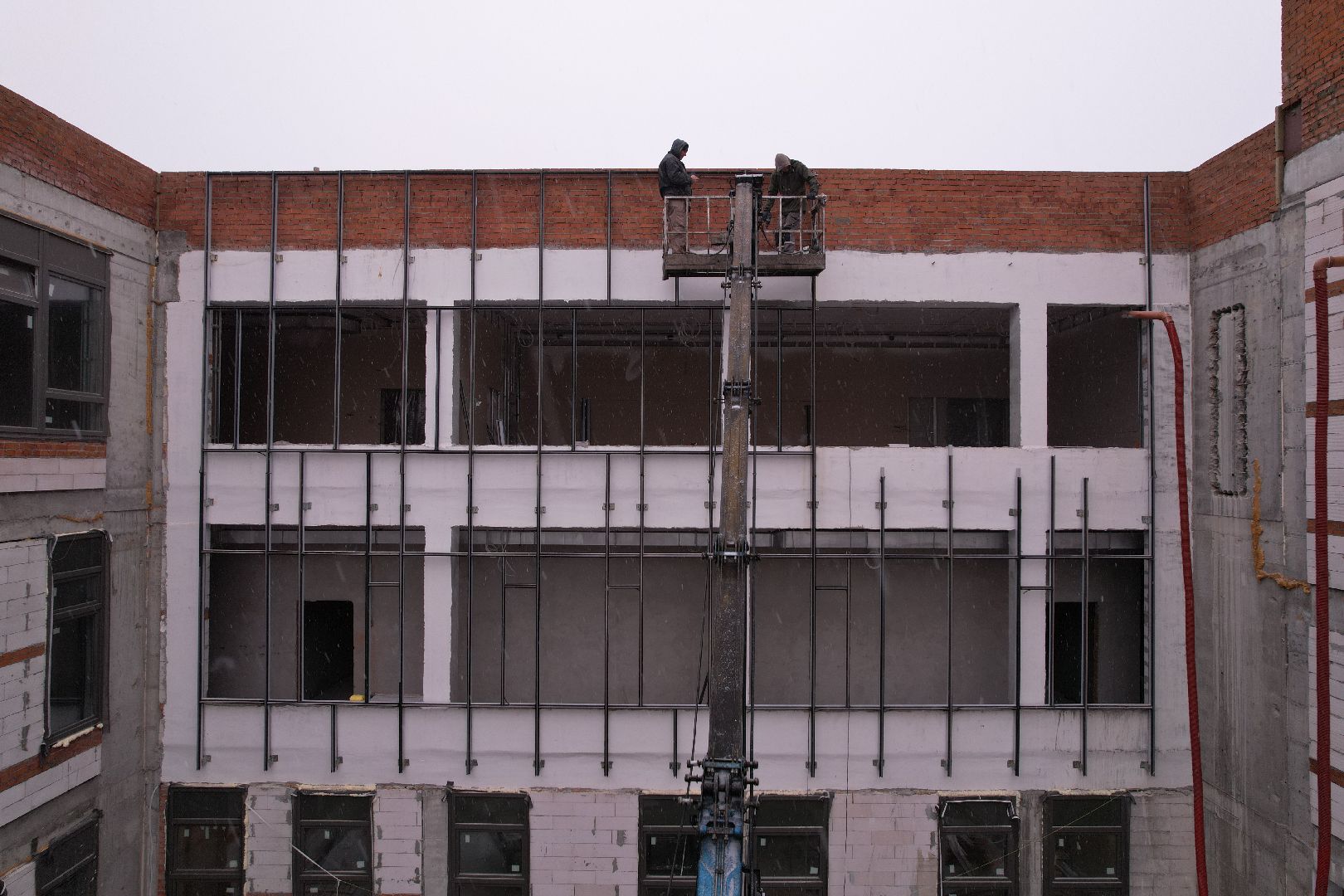 видео с коптера, ступино, школа, строительство,