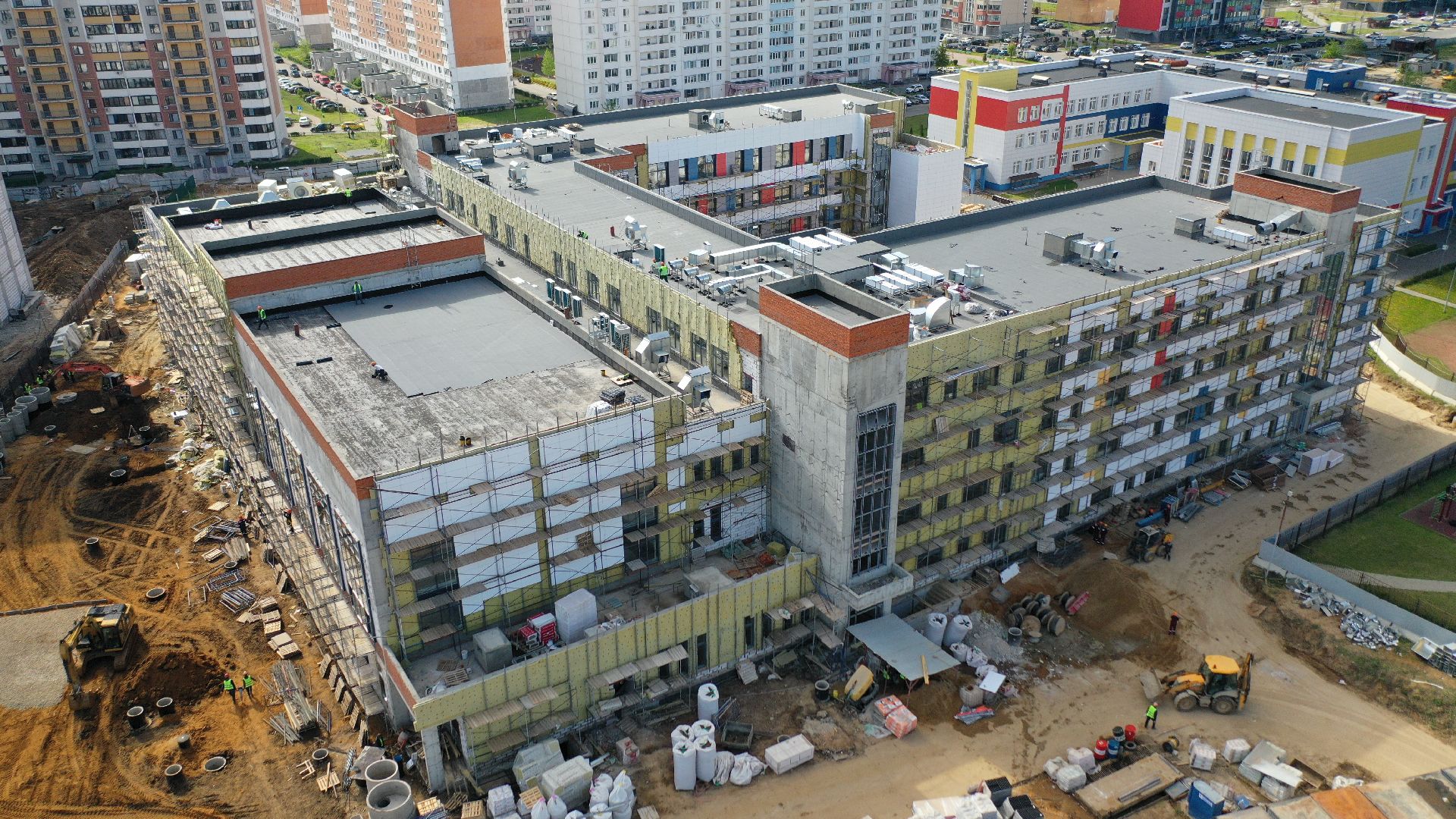 видео с коптера, школа, строительство, домодедово,