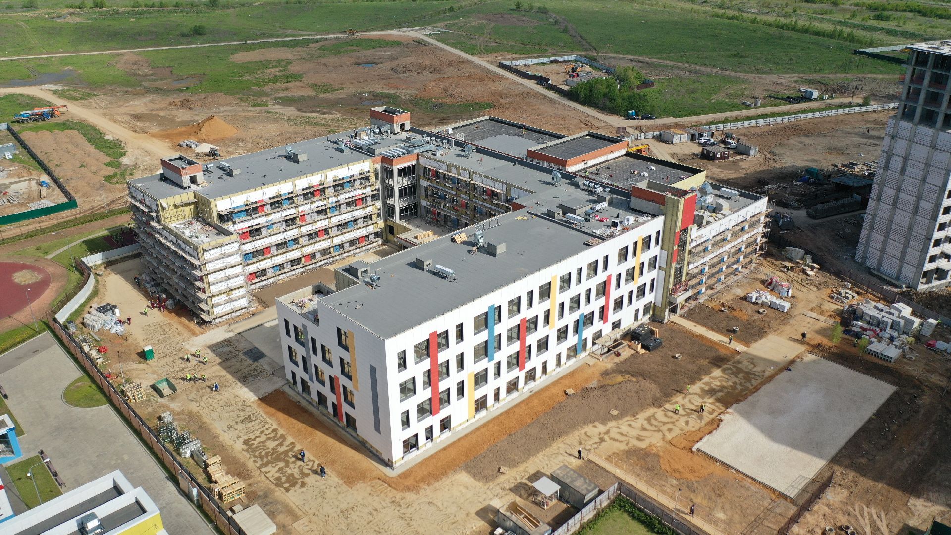 видео с коптера, школа, строительство, домодедово,