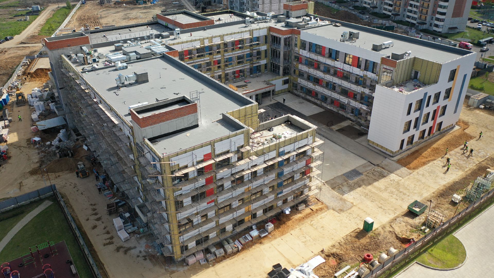 видео с коптера, школа, строительство, домодедово,