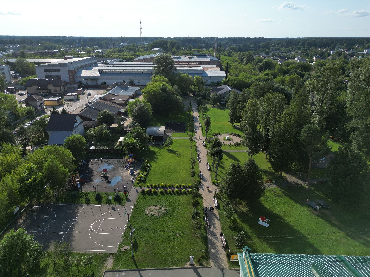 видео с коптера, талдом, городской парк,