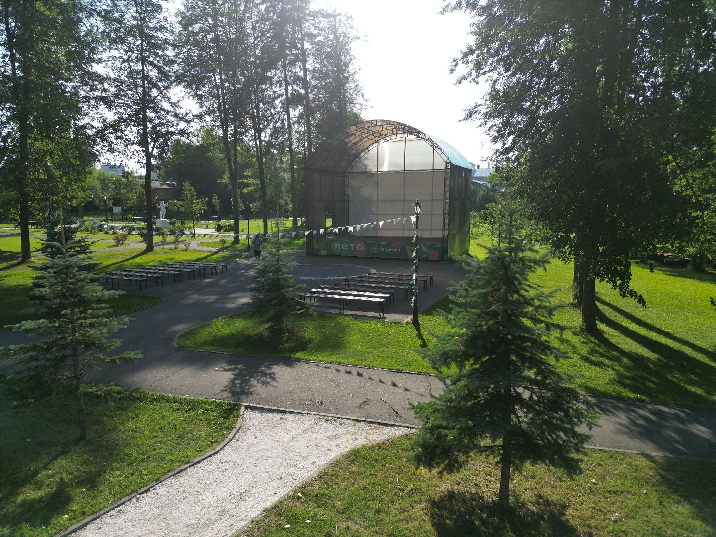 видео с коптера, талдом, городской парк,