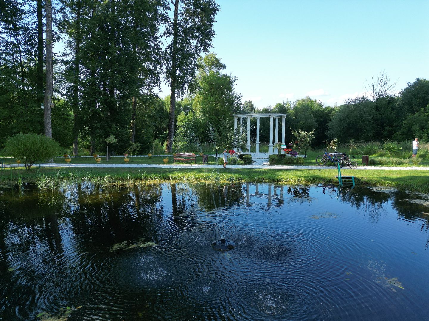 видео с коптера, талдом, городской парк,