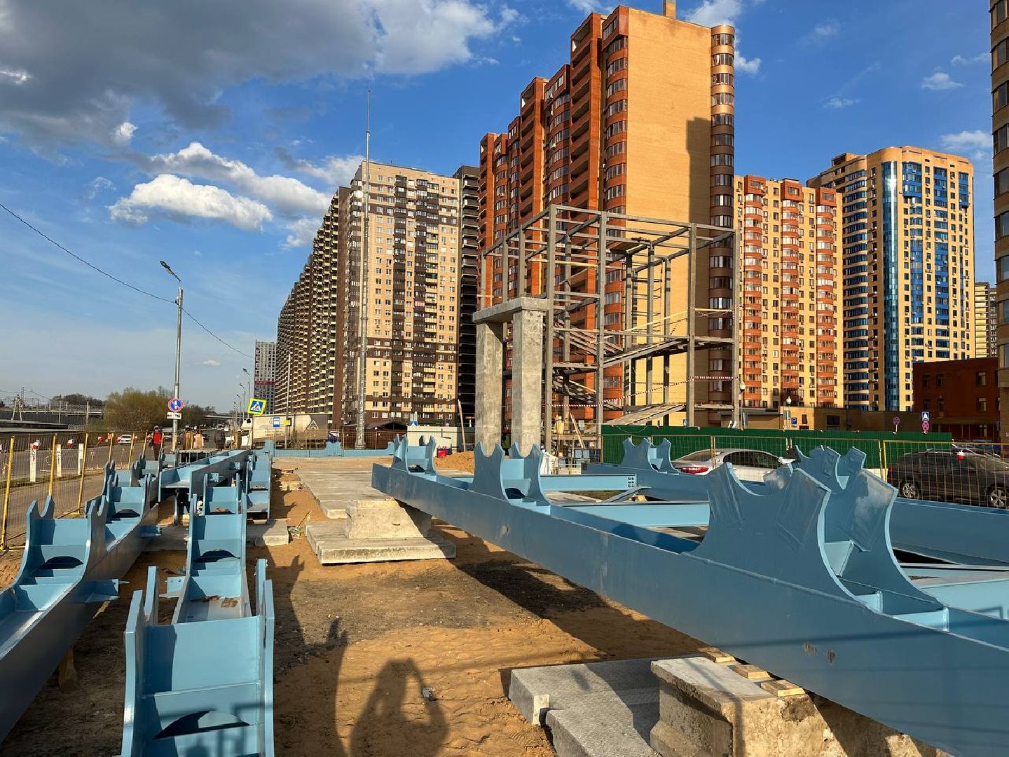 Реутов, строительство, переход, железная дорога, опоры, триплекс, строение