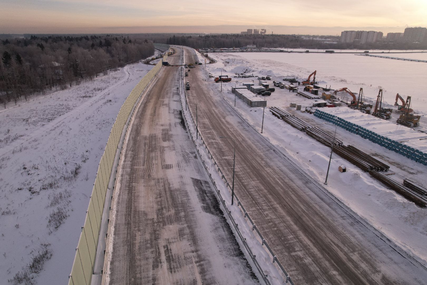 видео с коптера, лобня, дороги, строительство, северный обход,