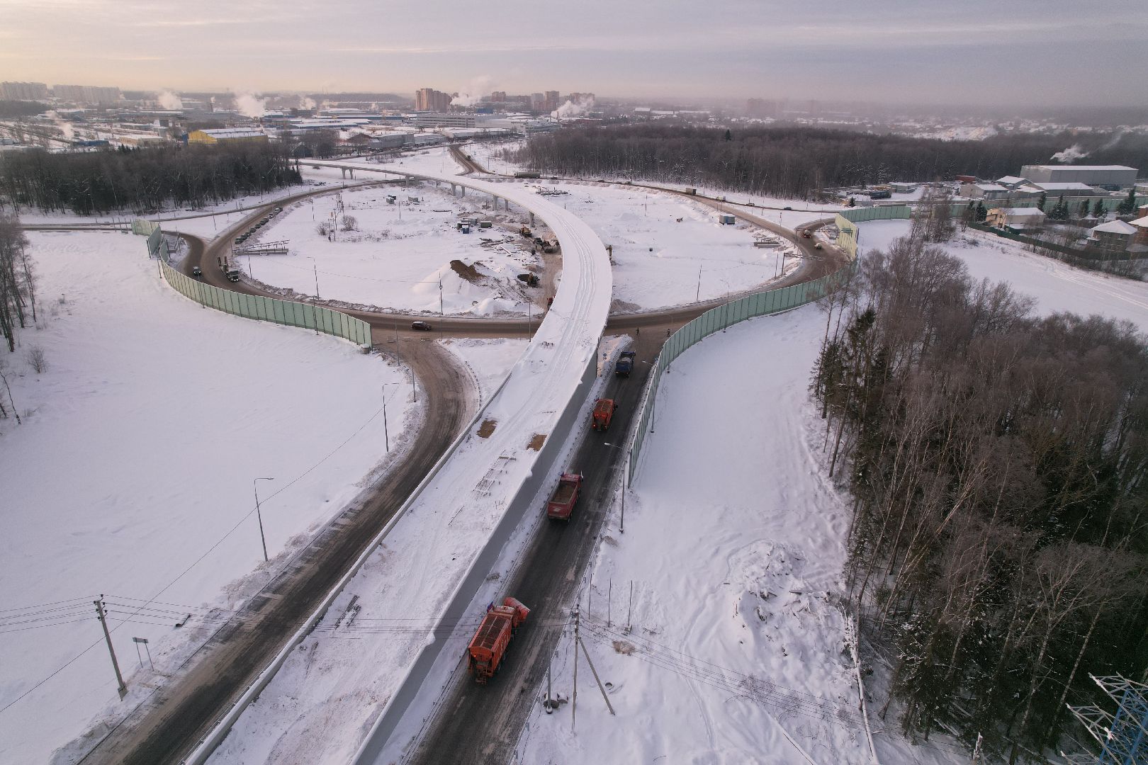 видео с коптера, лобня, дороги, строительство, северный обход,