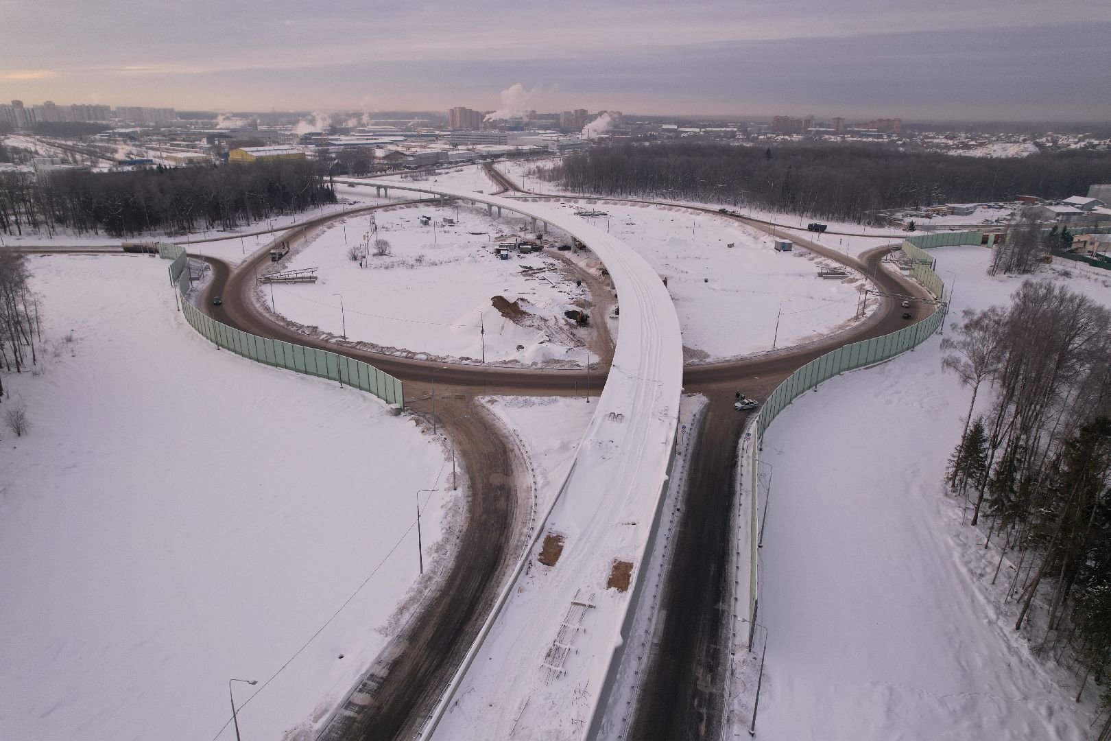 видео с коптера, лобня, дороги, строительство, северный обход,