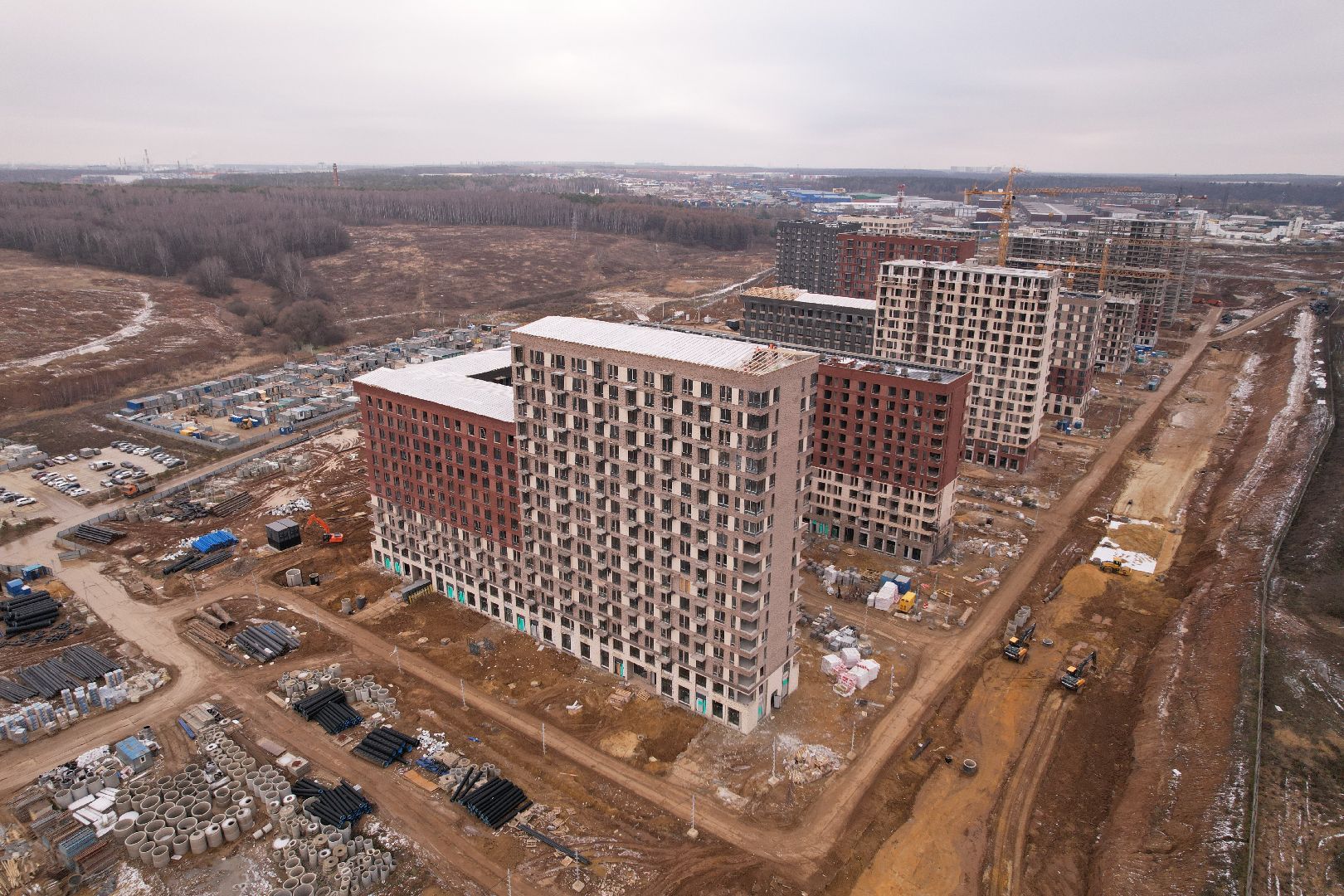 видео с коптера, ленинский, строительство,