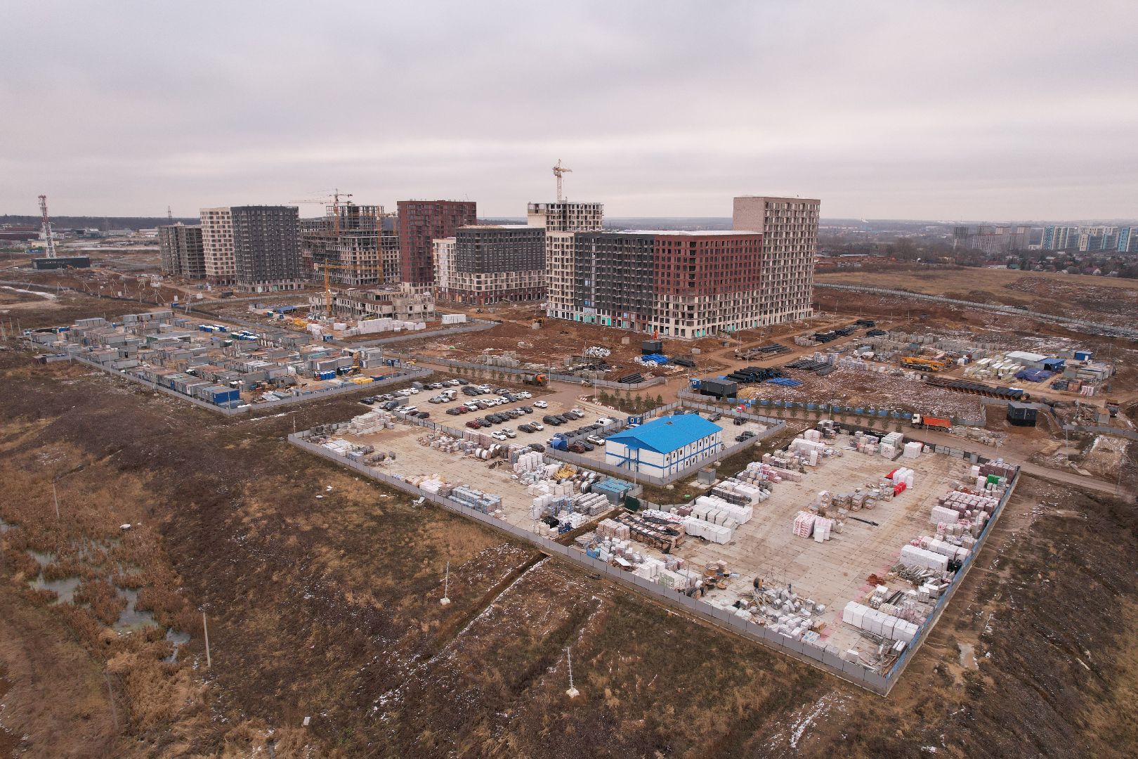 видео с коптера, ленинский, строительство,