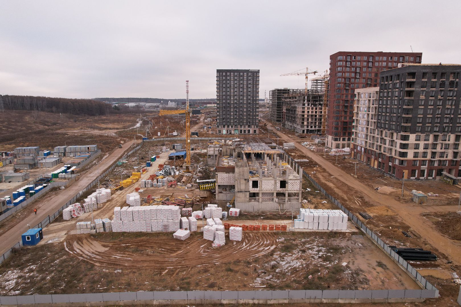видео с коптера, ленинский, строительство,